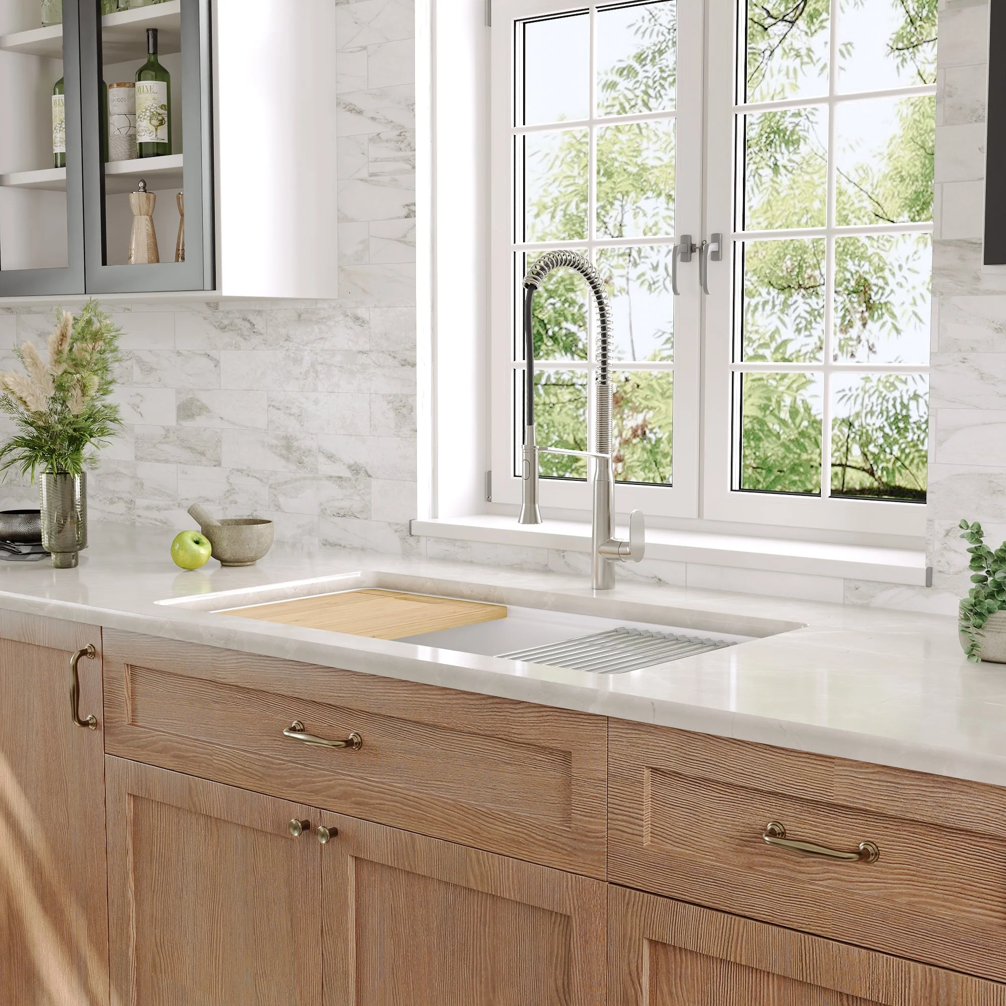 DeerValley DV-1K0141 Workstation Farmhouse Kitchen Sink Durable Fireclay Easy Clean - Image 11