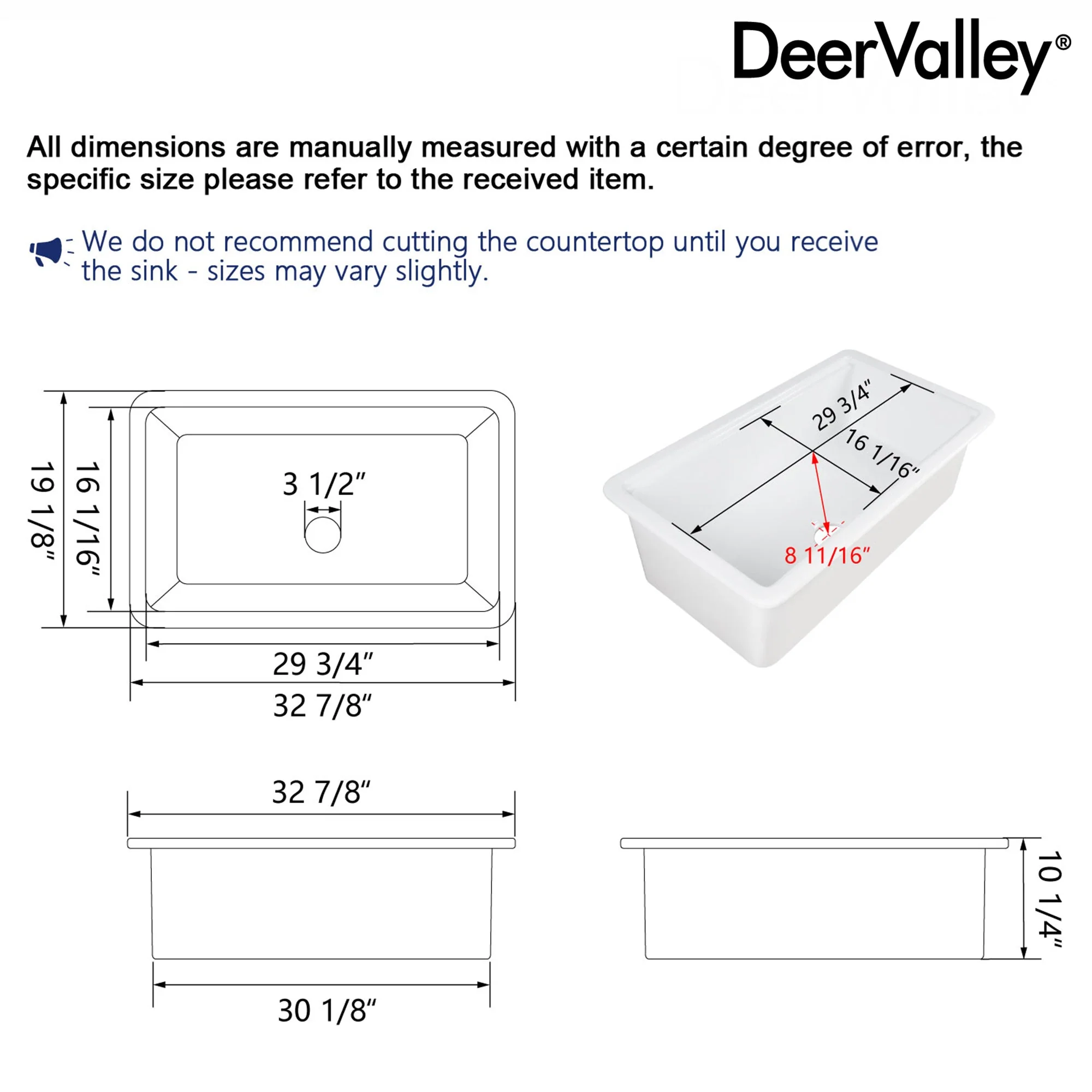 DeerValley DV-1K0141 Workstation Farmhouse Kitchen Sink Durable Fireclay Easy Clean - Image 7