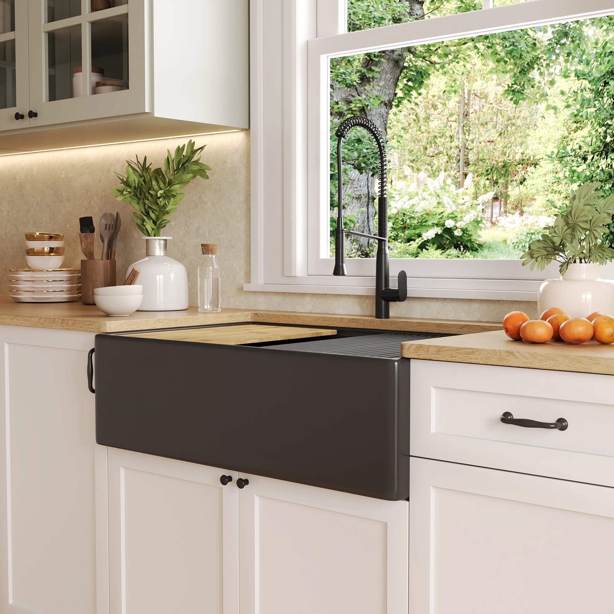 DeerValley DV-1K0161W Workstation Farmhouse Kitchen Sink Deep Single Bowl with Accessories - Image 11