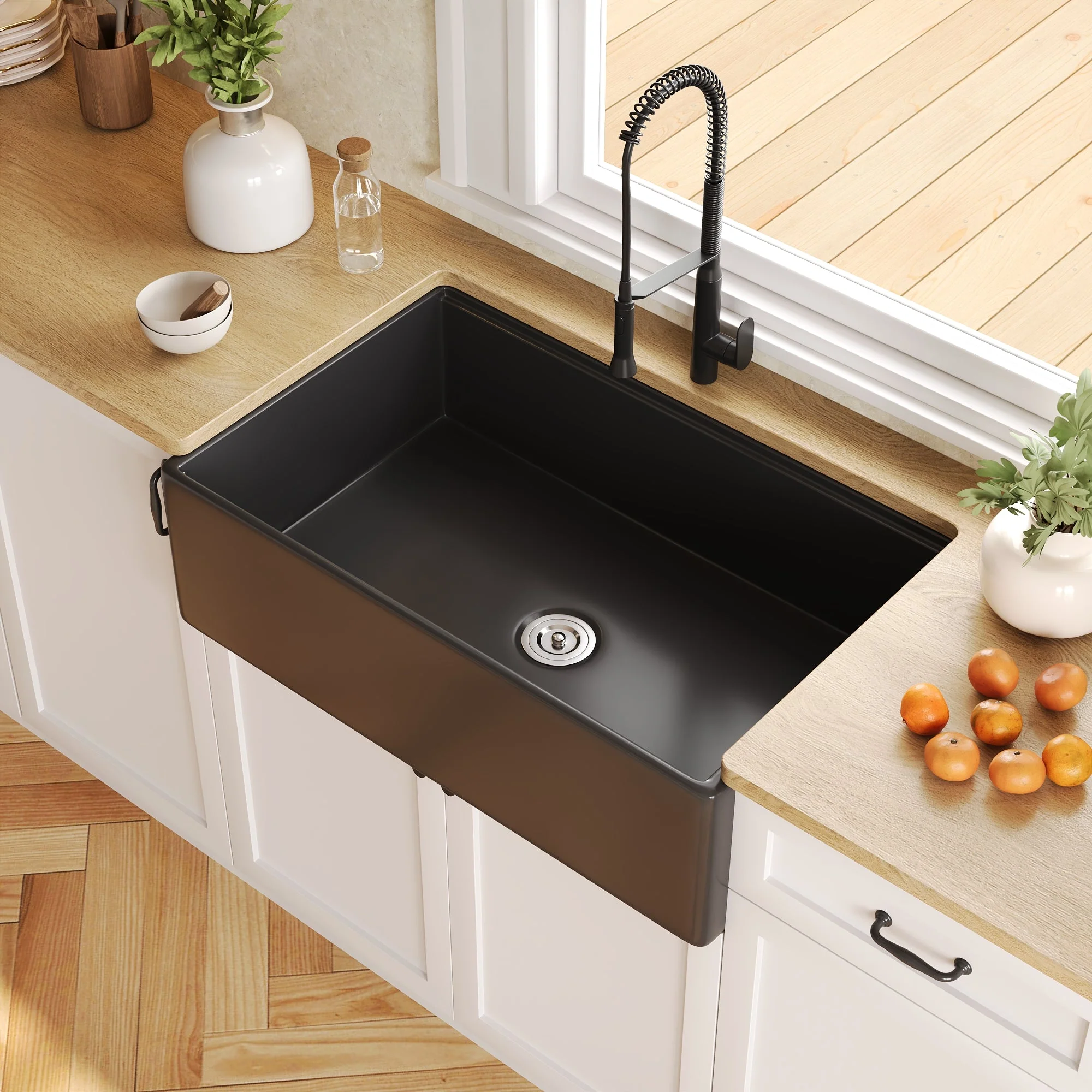 DeerValley DV-1K0161W Workstation Farmhouse Kitchen Sink Deep Single Bowl with Accessories - Image 13