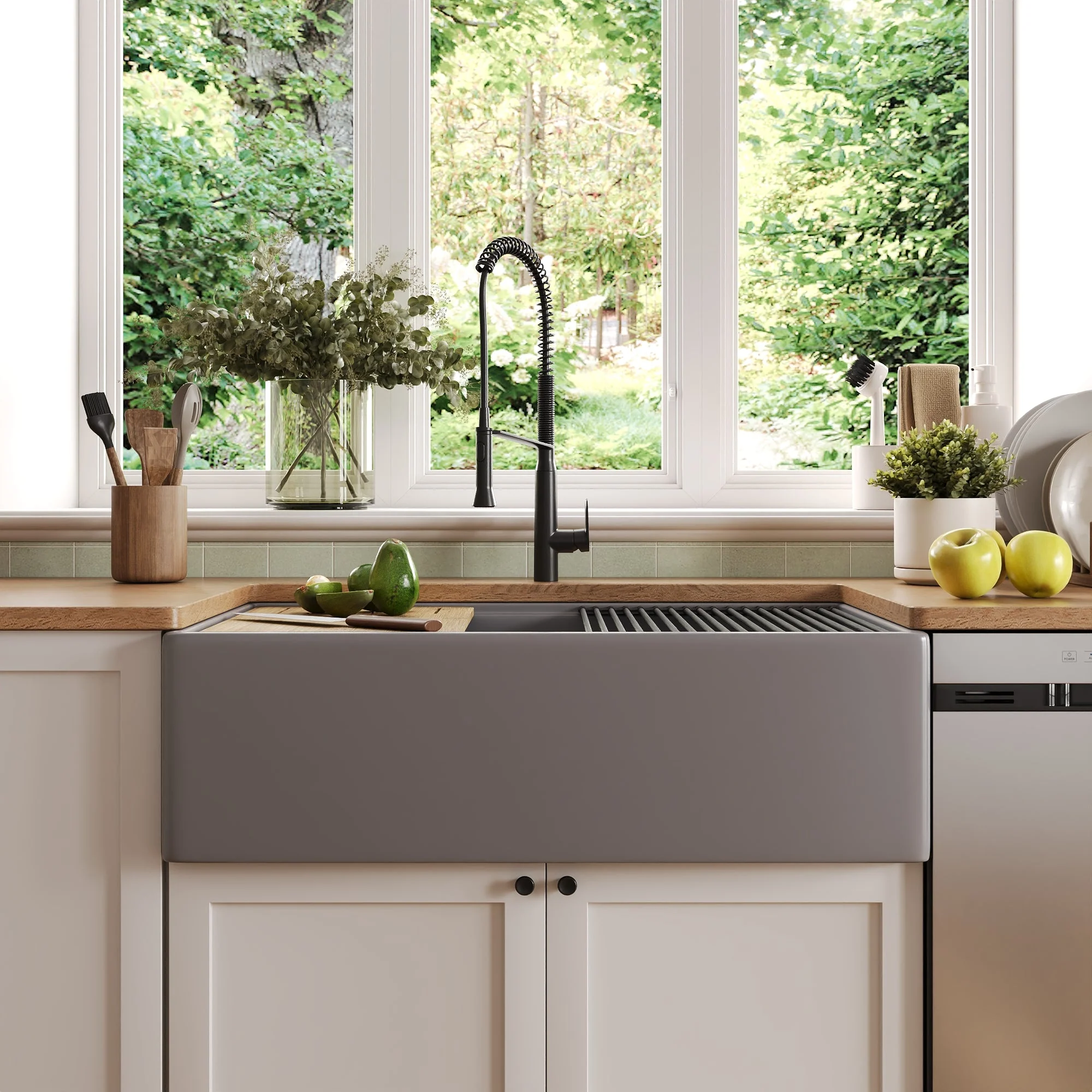 DeerValley DV-1K0161W Workstation Farmhouse Kitchen Sink Deep Single Bowl with Accessories - Image 16