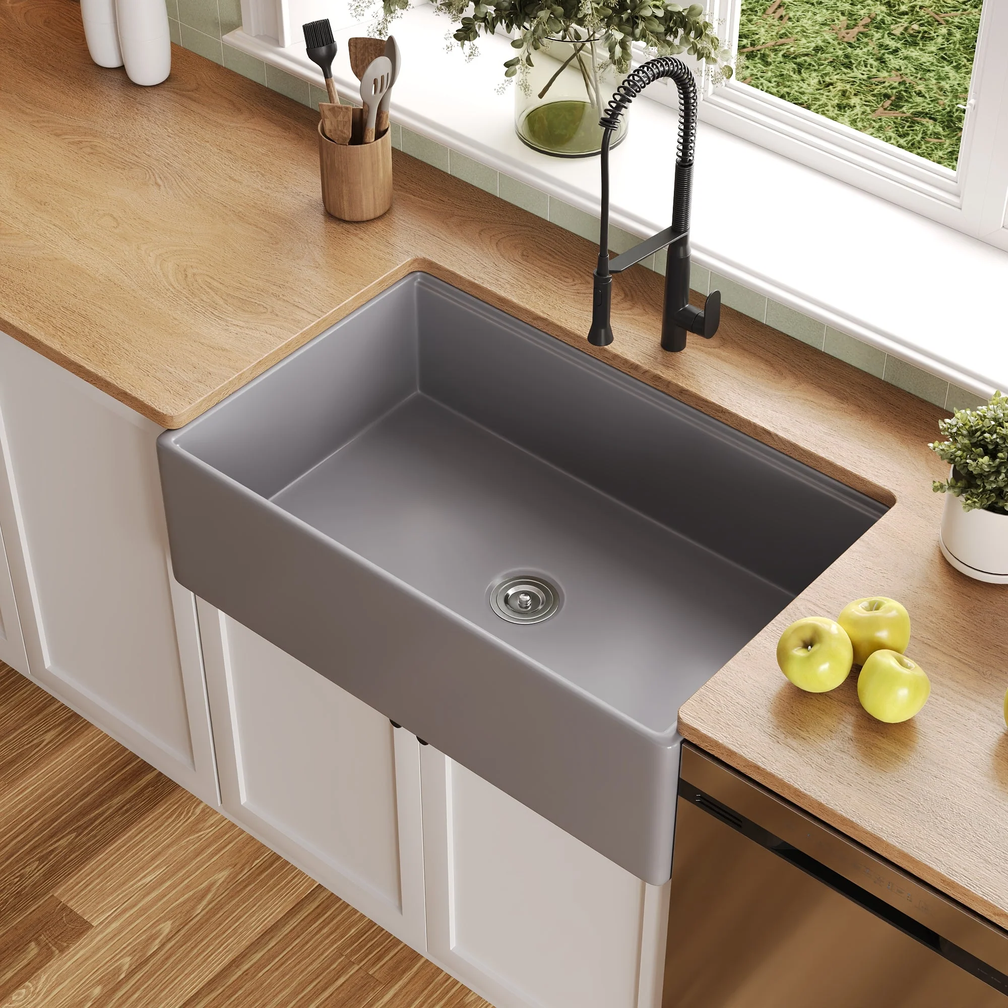 DeerValley DV-1K0161W Workstation Farmhouse Kitchen Sink Deep Single Bowl with Accessories - Image 18
