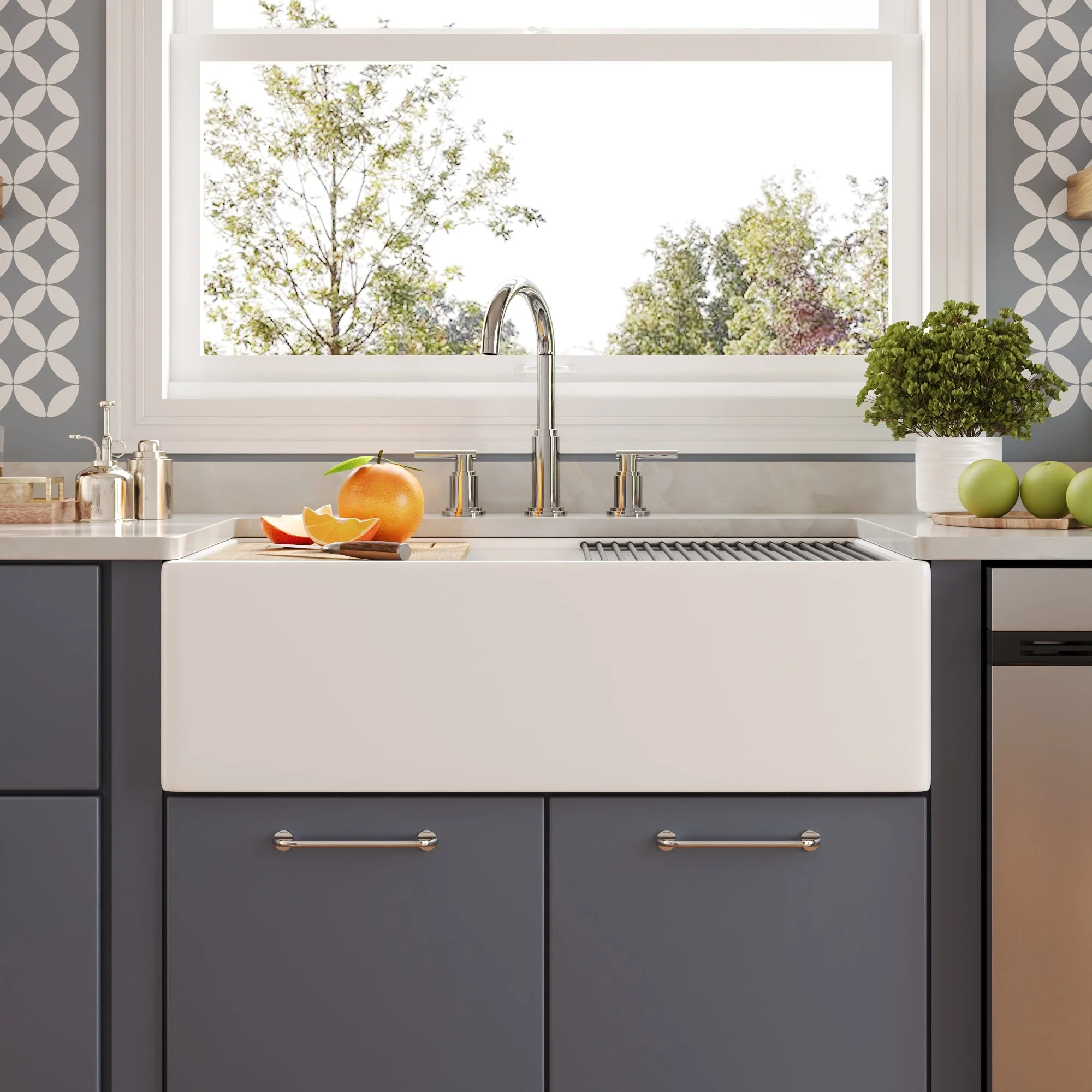 DeerValley DV-1K0161W Workstation Farmhouse Kitchen Sink Deep Single Bowl with Accessories - Image 2