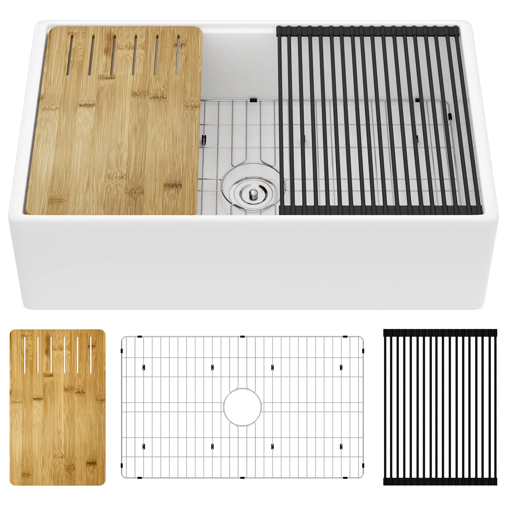 DeerValley DV-1K0161W Workstation Farmhouse Kitchen Sink Deep Single Bowl with Accessories - Image 22