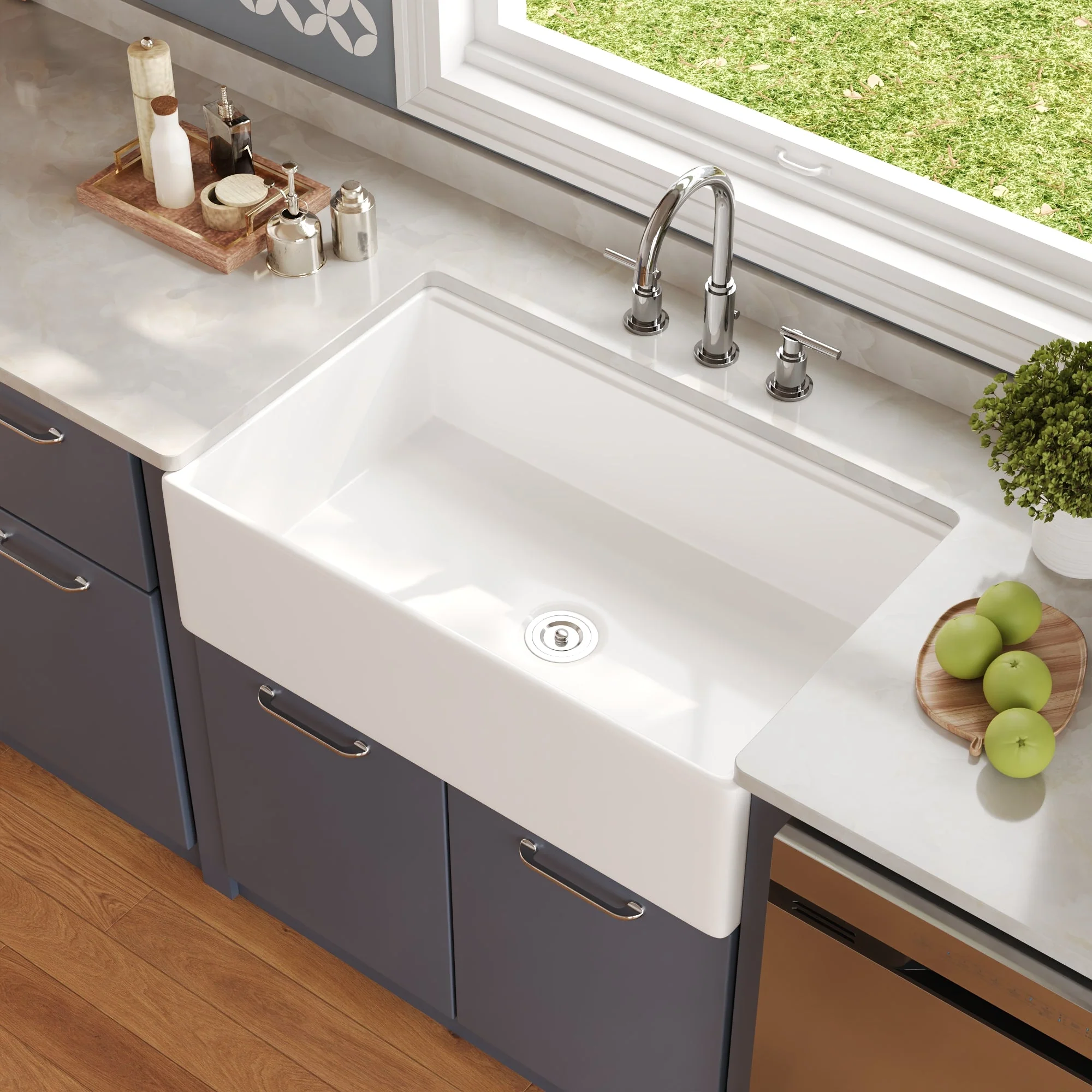 DeerValley DV-1K0161W Workstation Farmhouse Kitchen Sink Deep Single Bowl with Accessories - Image 3