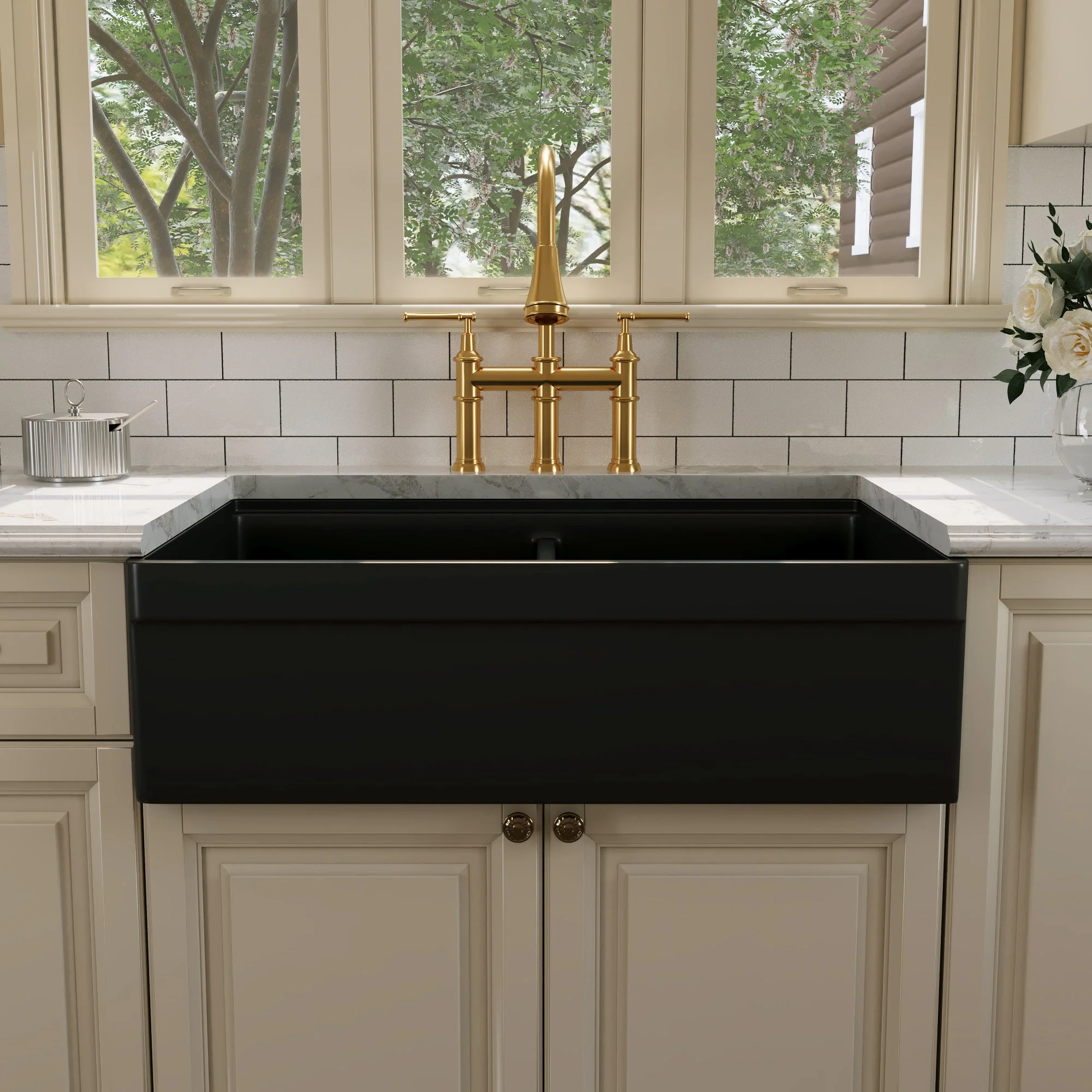 DeerValley DV-1K0162W Workstation Kitchen Sinks 33in Apron Double Bowl - Image 13