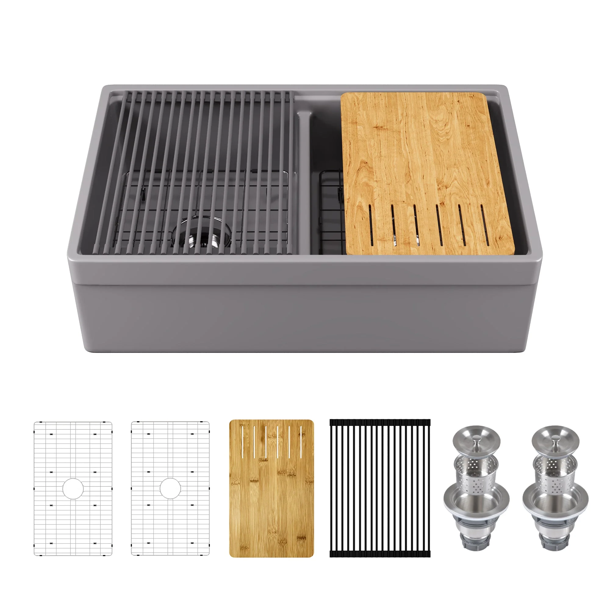 DeerValley DV-1K0162W Workstation Kitchen Sinks 33in Apron Double Bowl - Image 16