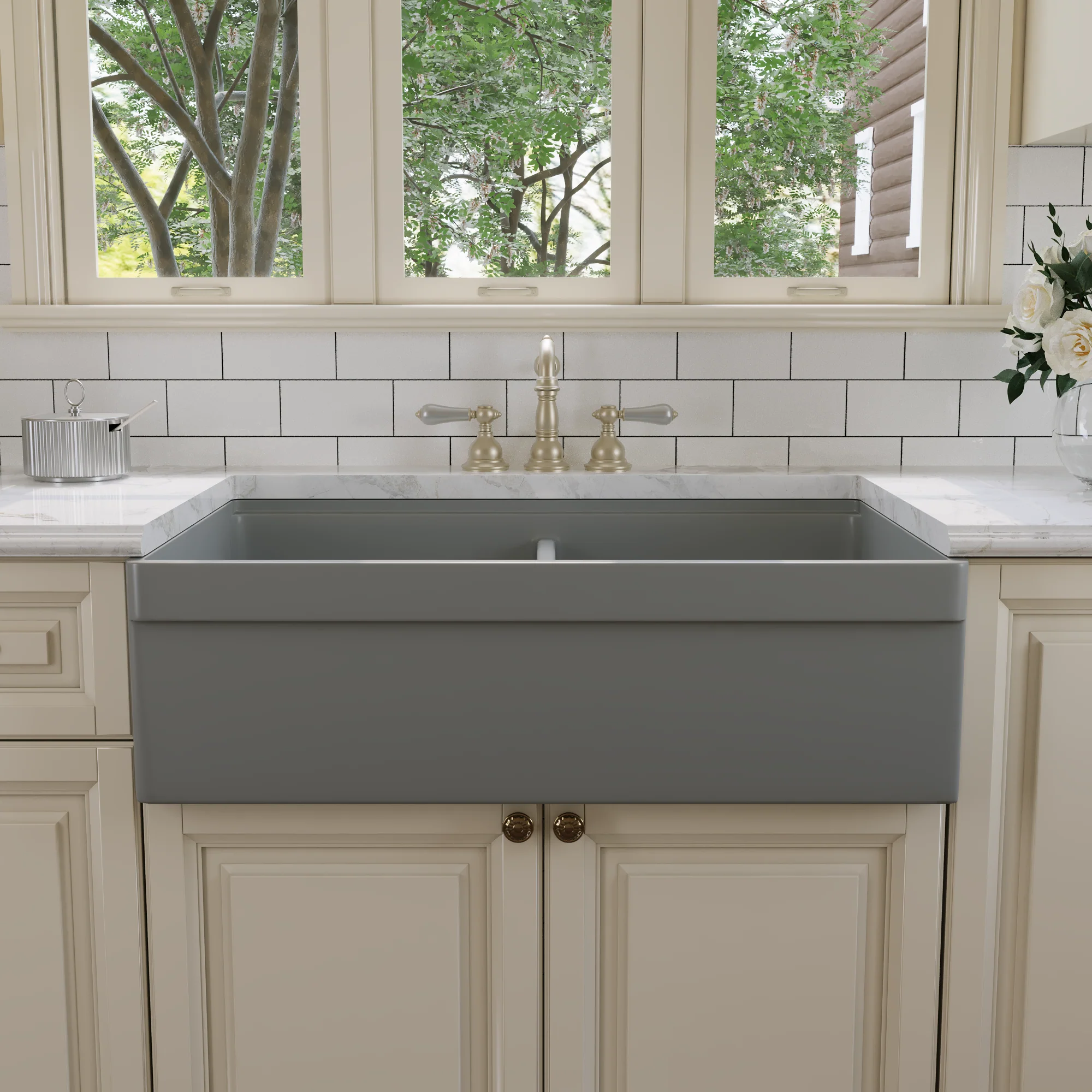 DeerValley DV-1K0162W Workstation Kitchen Sinks 33in Apron Double Bowl - Image 17