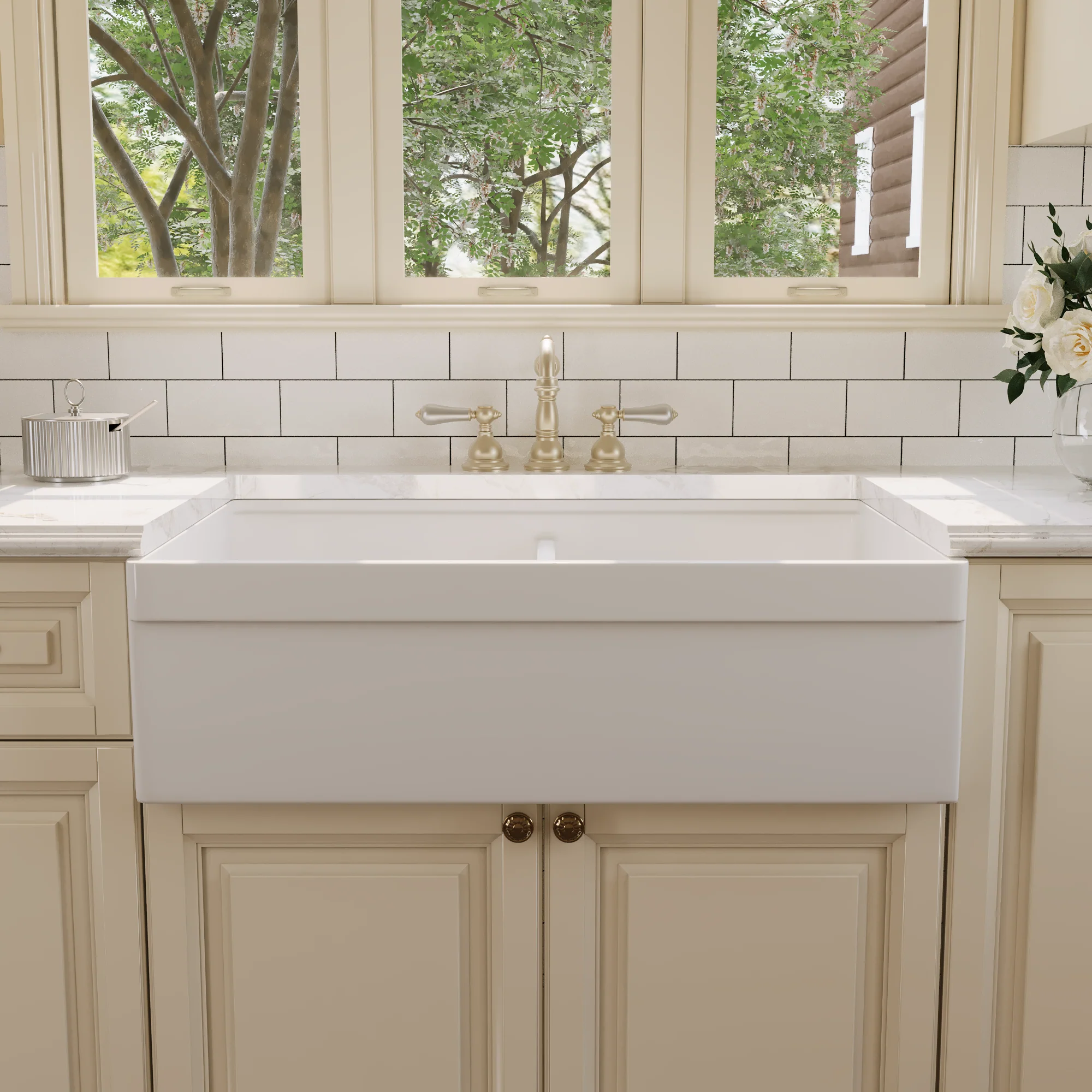 DeerValley DV-1K0162W Workstation Kitchen Sinks 33in Apron Double Bowl - Image 7