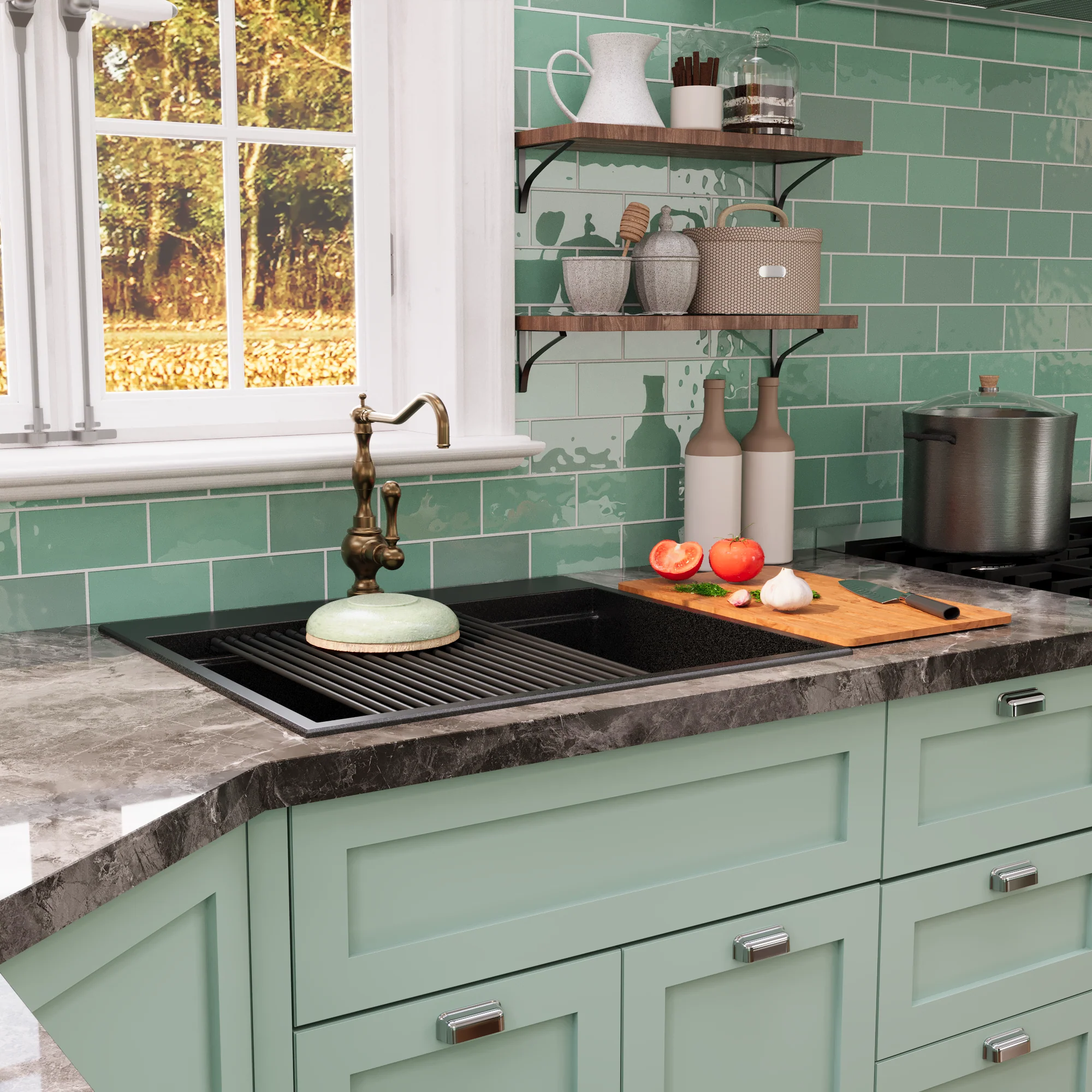DeerValley DV-1K0170 Granite Composite Kitchen Sink with Cutting Board Kit - Image 10