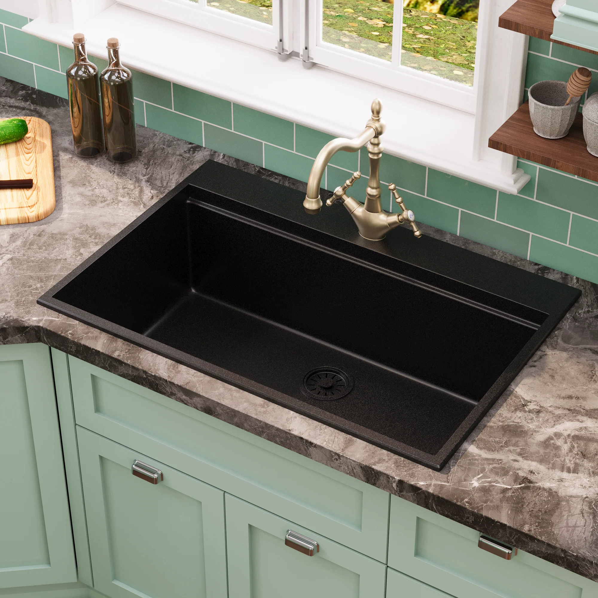 DeerValley DV-1K0170 Granite Composite Kitchen Sink with Cutting Board Kit - Image 15