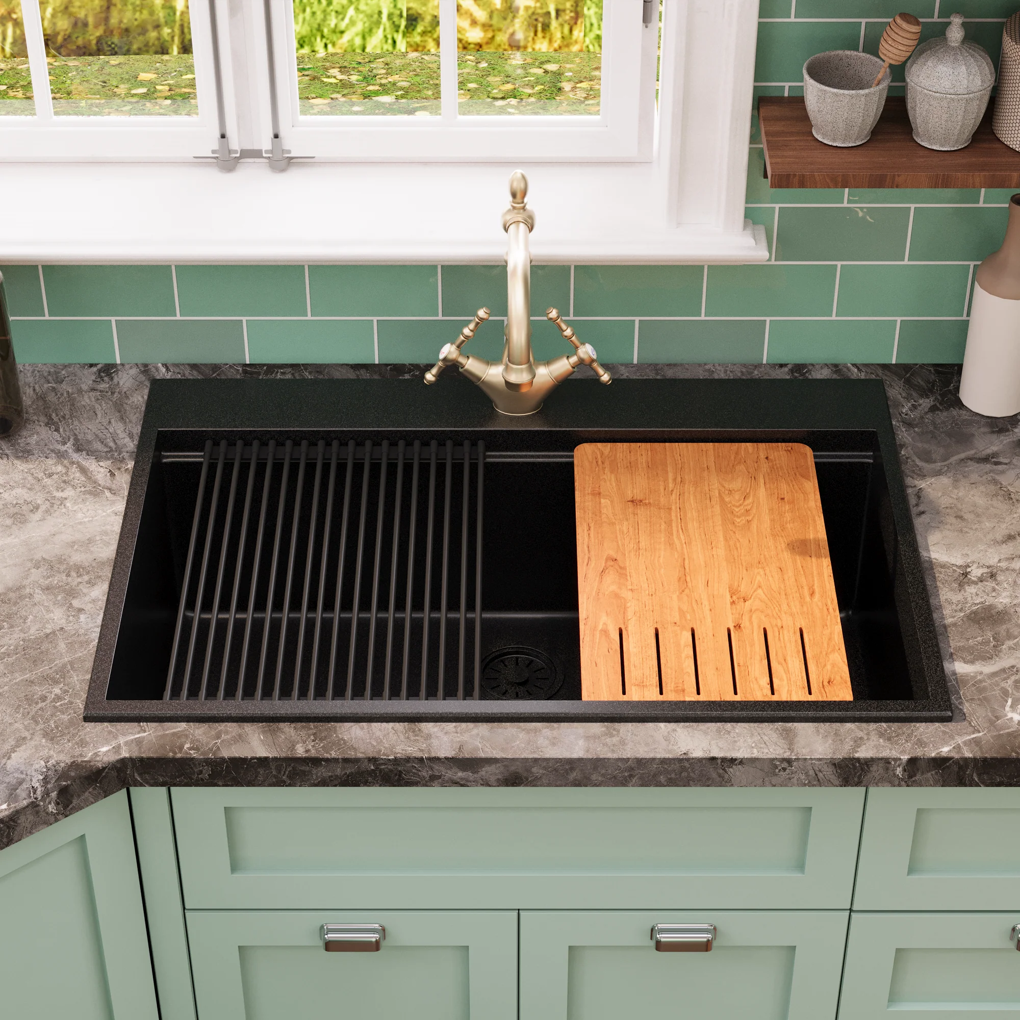 DeerValley DV-1K0170 Granite Composite Kitchen Sink with Cutting Board Kit - Image 16