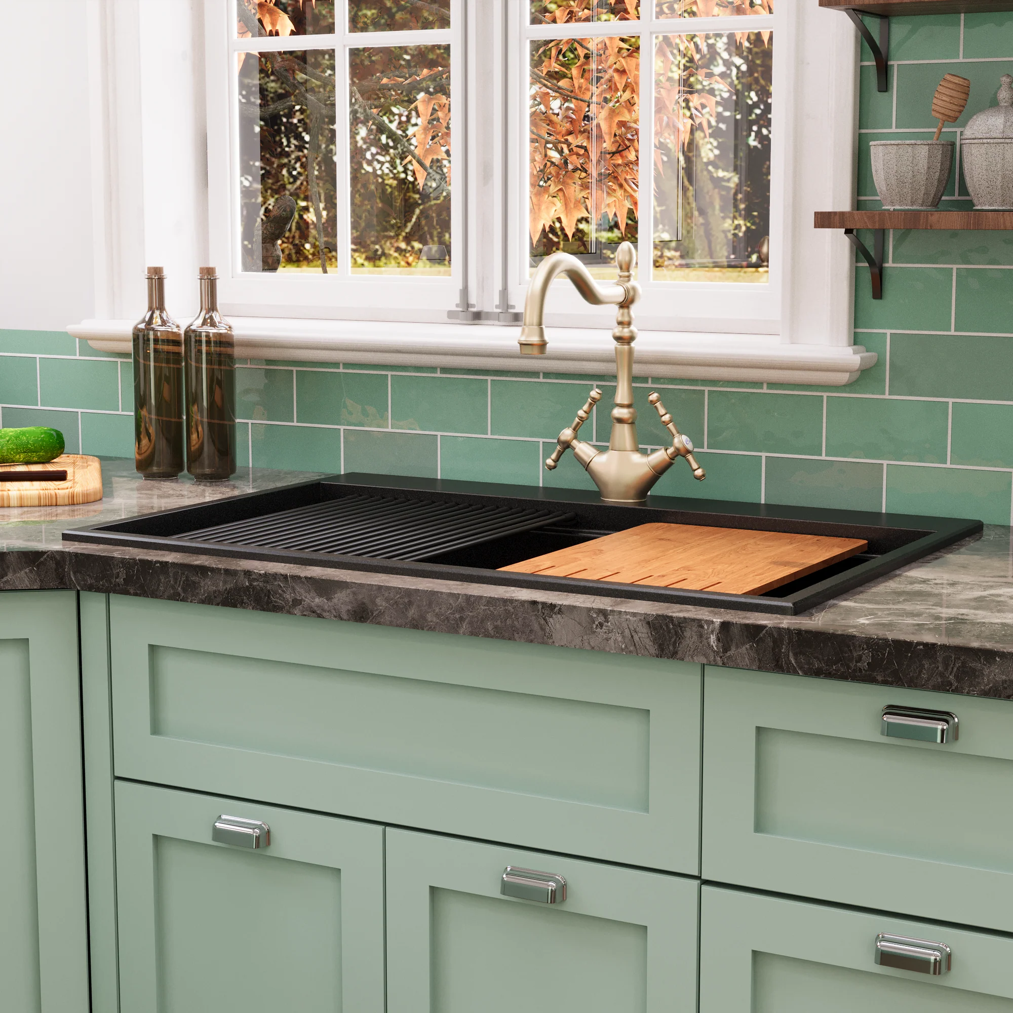 DeerValley DV-1K0170 Granite Composite Kitchen Sink with Cutting Board Kit - Image 17