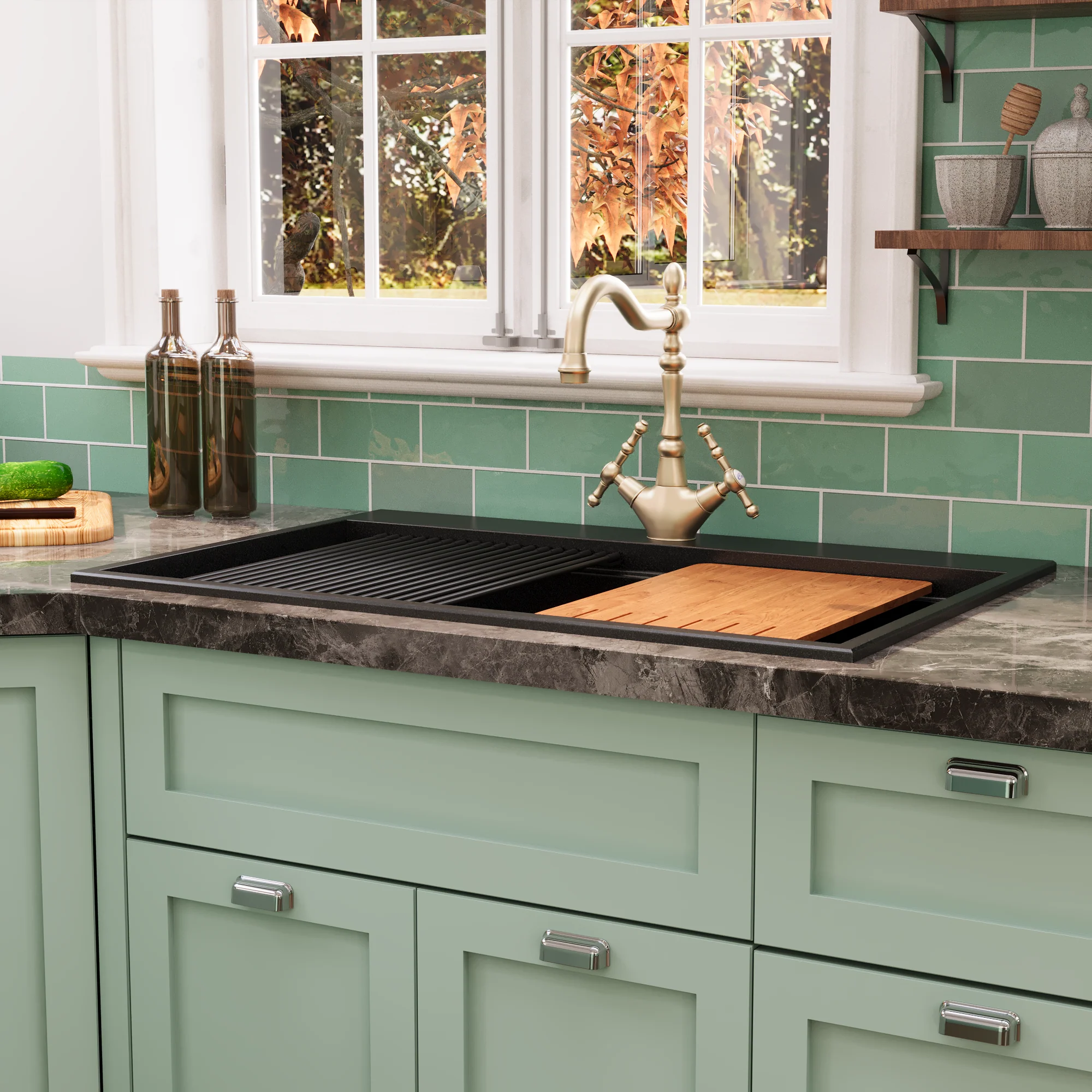 DeerValley DV-1K0170 Granite Composite Kitchen Sink with Cutting Board Kit - Image 19