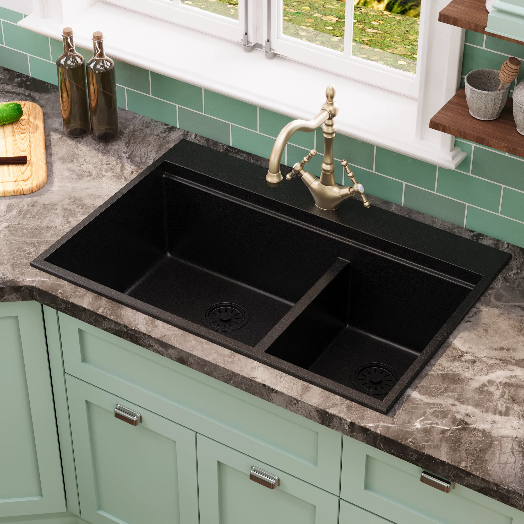 DeerValley DV-1K0170 Granite Composite Kitchen Sink with Cutting Board Kit - Image 24