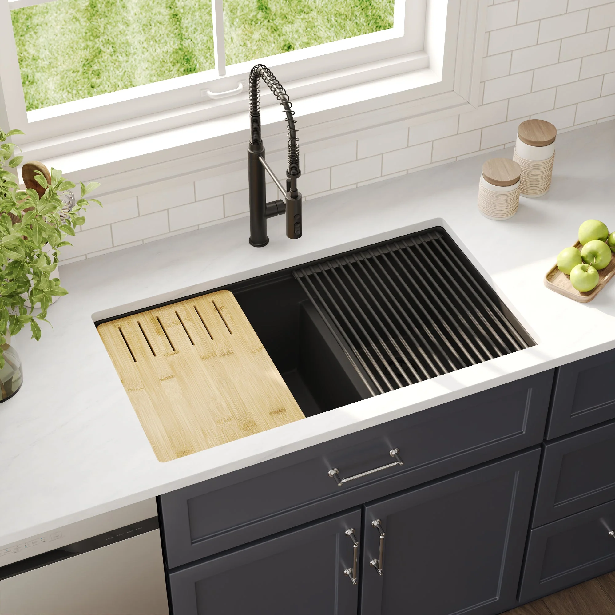 DeerValley DV-1K0172 Granite Composite Kitchen Sinks Undermount Quiet Drain - Image 13