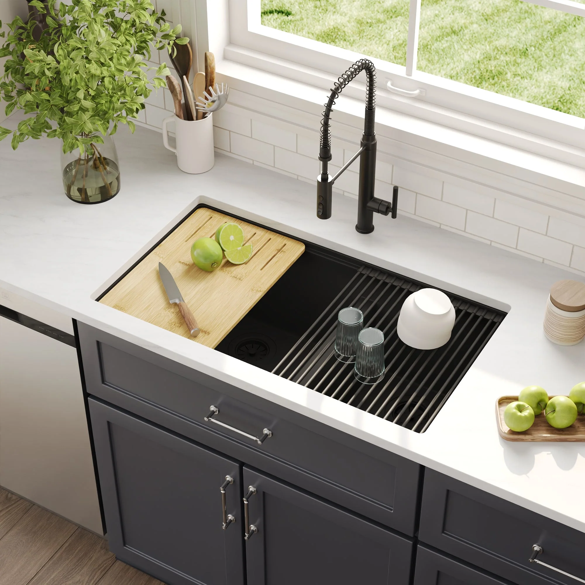 DeerValley DV-1K0172 Granite Composite Kitchen Sinks Undermount Quiet Drain - Image 14