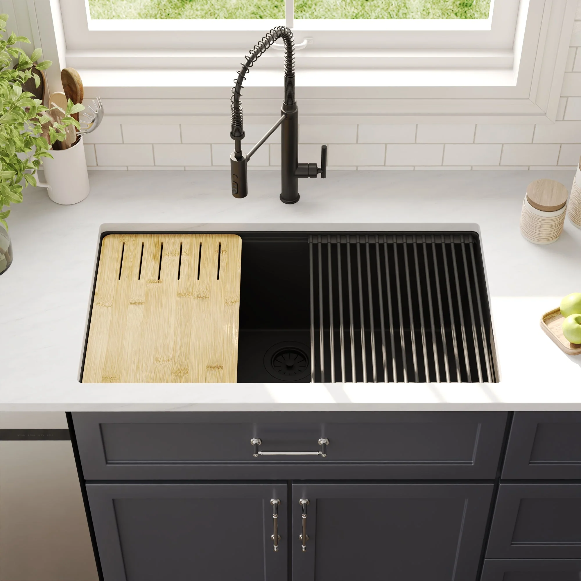 DeerValley DV-1K0172 Granite Composite Kitchen Sinks Undermount Quiet Drain - Image 6