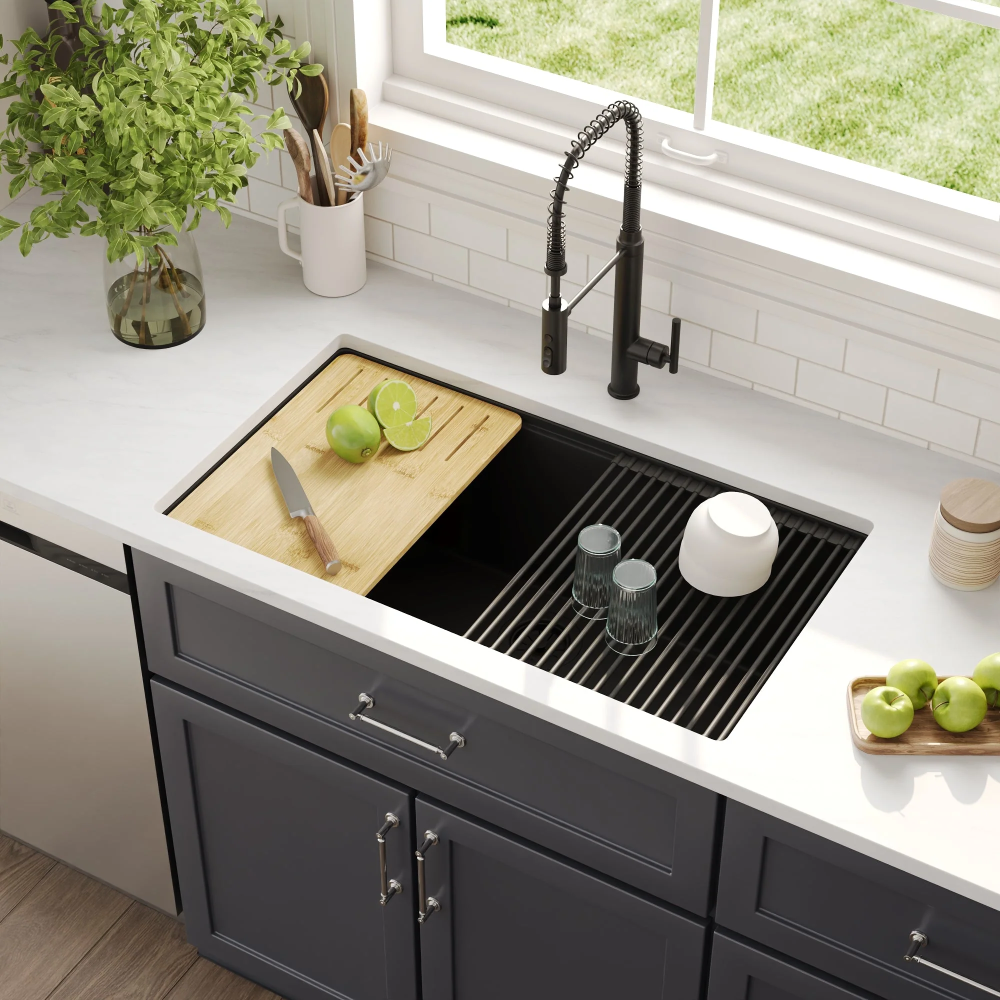 DeerValley DV-1K0172 Granite Composite Kitchen Sinks Undermount Quiet Drain - Image 9