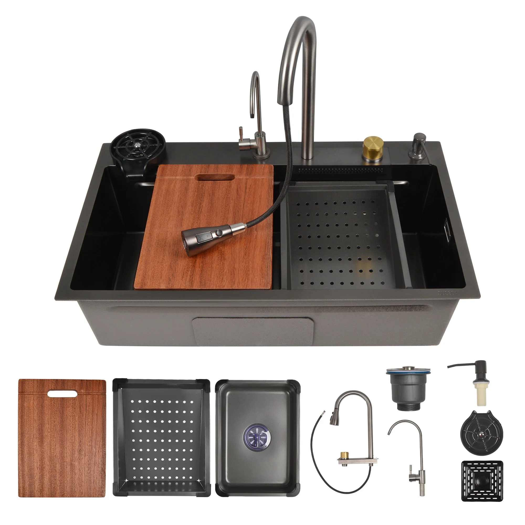 DeerValley DV-1K0183 Stainless Steel Kitchen Sinks Nano Dual-Ledge Work Waterfall Quiet - Image 11