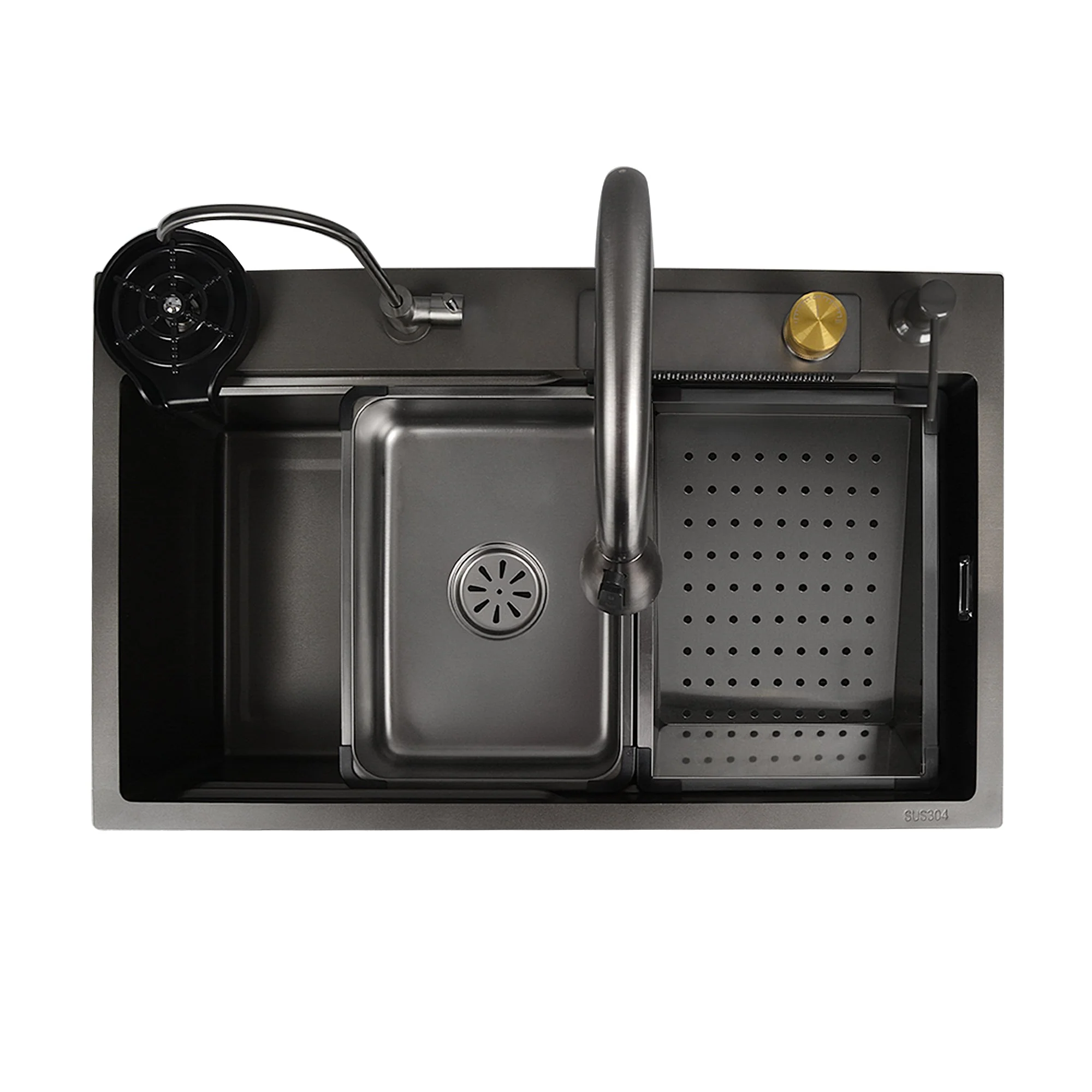 DeerValley DV-1K0183 Stainless Steel Kitchen Sinks Nano Dual-Ledge Work Waterfall Quiet - Image 9