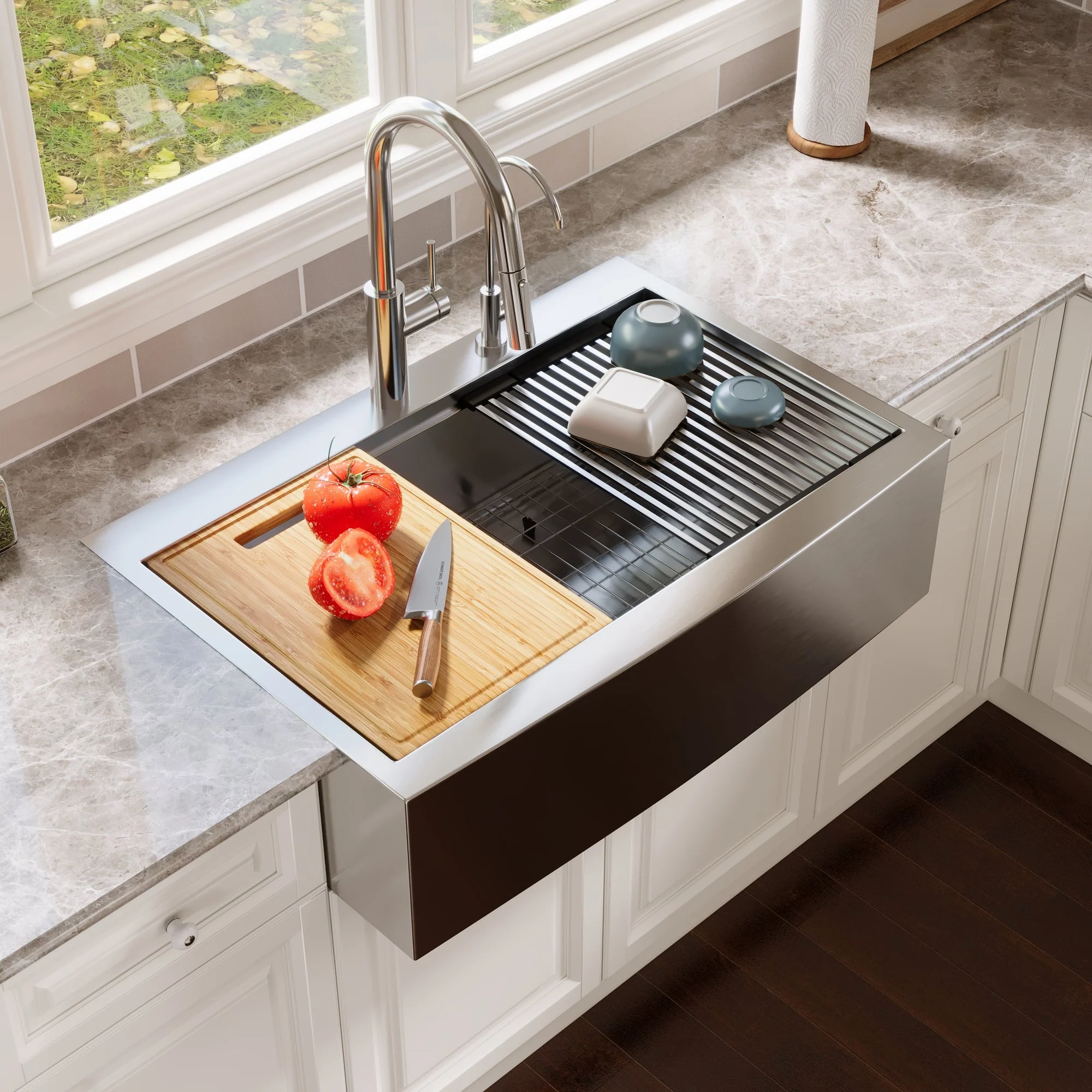 DeerValley DV-1K0189 Stainless Steel Kitchen Sinks Single Bowl Drop-In Workstation - Image 17