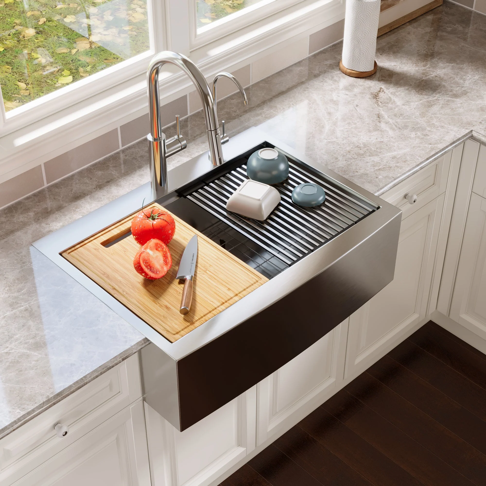 DeerValley DV-1K0189 Stainless Steel Kitchen Sinks Single Bowl Drop-In Workstation - Image 4