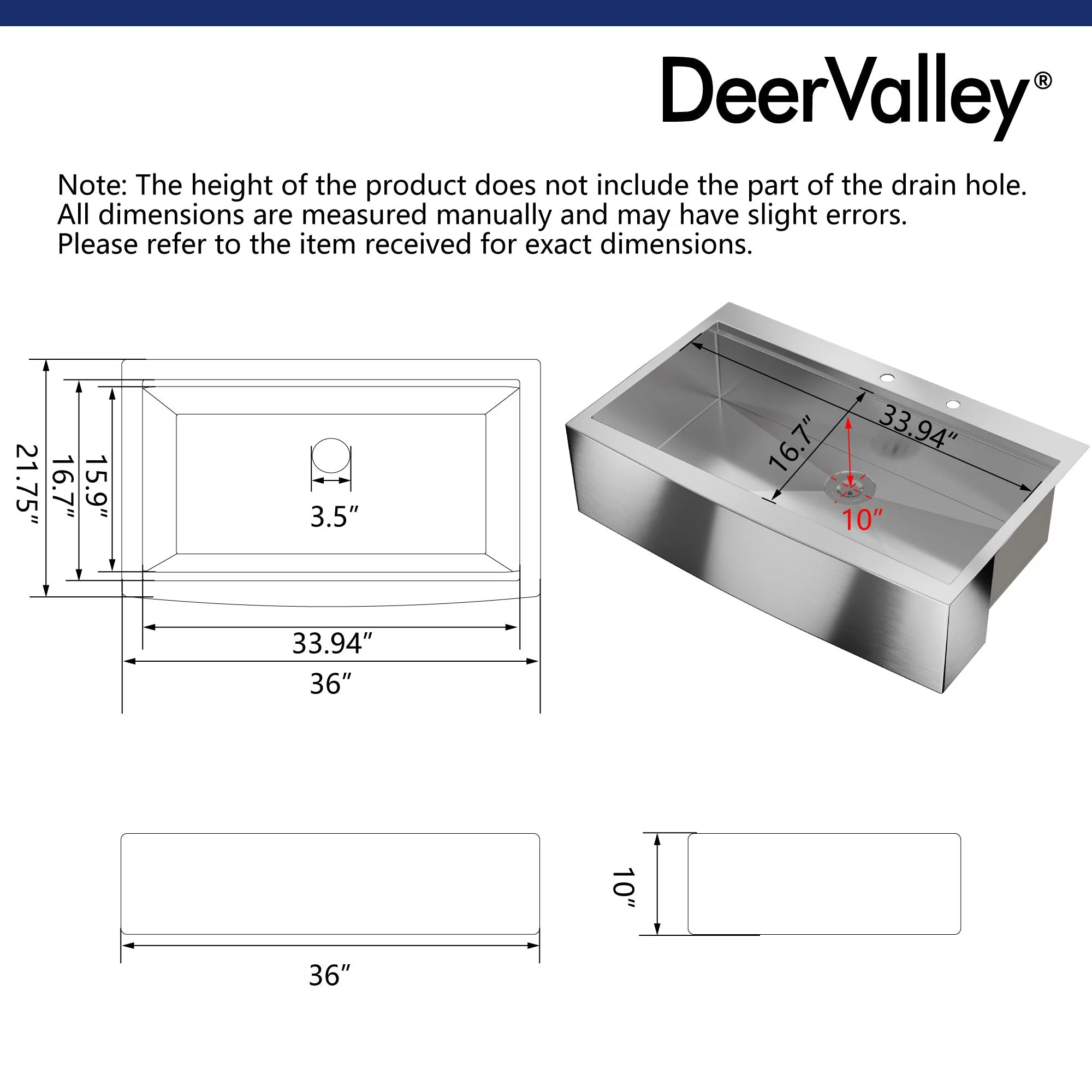 DeerValley DV-1K0189 Stainless Steel Kitchen Sinks Single Bowl Drop-In Workstation - Image 40