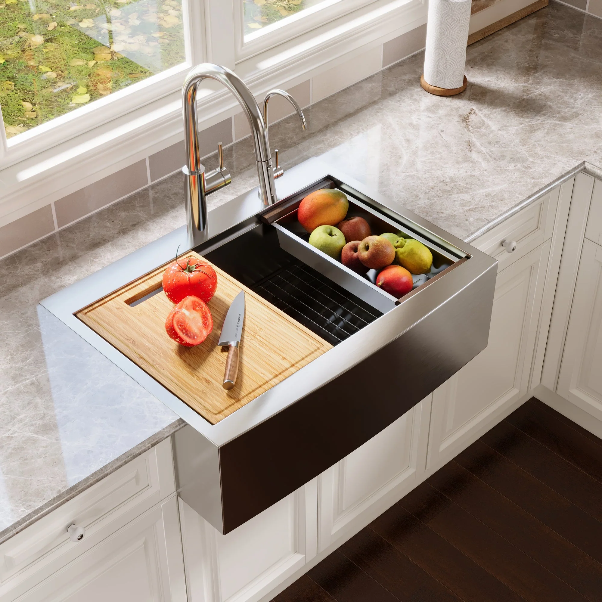 DeerValley DV-1K0189 Stainless Steel Kitchen Sinks Single Bowl Drop-In Workstation - Image 5