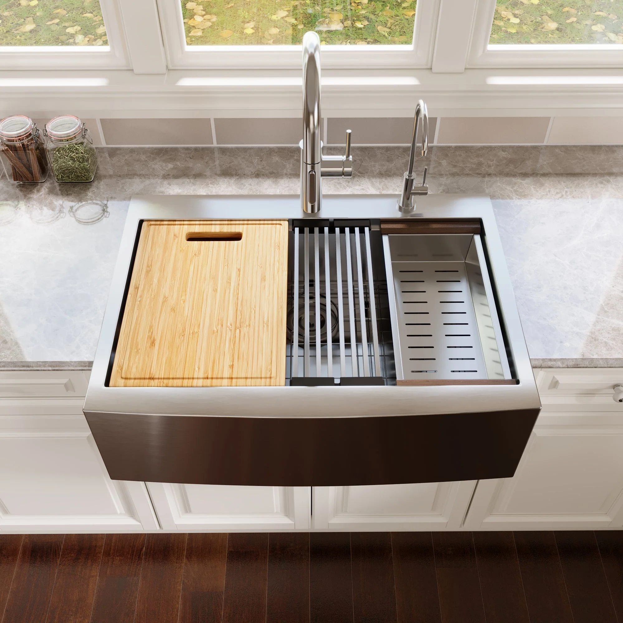 DeerValley DV-1K0189 Stainless Steel Kitchen Sinks Single Bowl Drop-In Workstation - Image 7