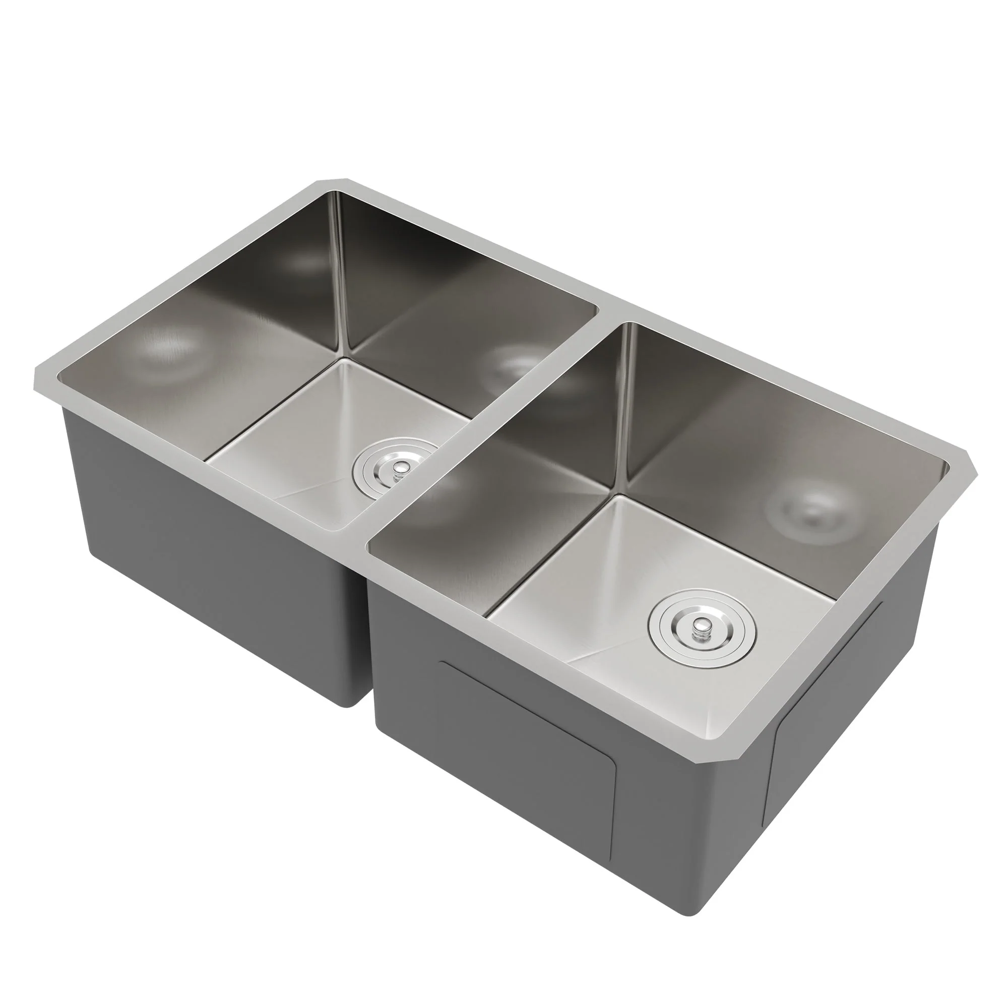 33" Rectangular Undermount Kitchen Sink, Stainless Steel Double Bowl - Image 4