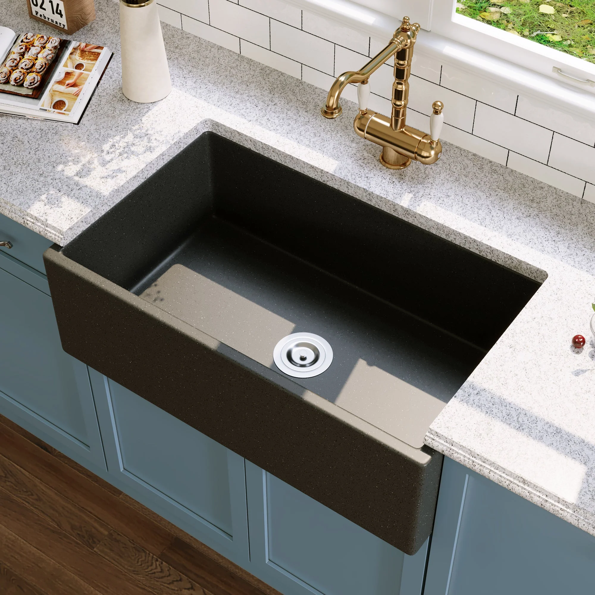 30" L x 18" W Rectangular Farmhouse Kitchen Sink, Natural Material With Multiple Colors - Image 13