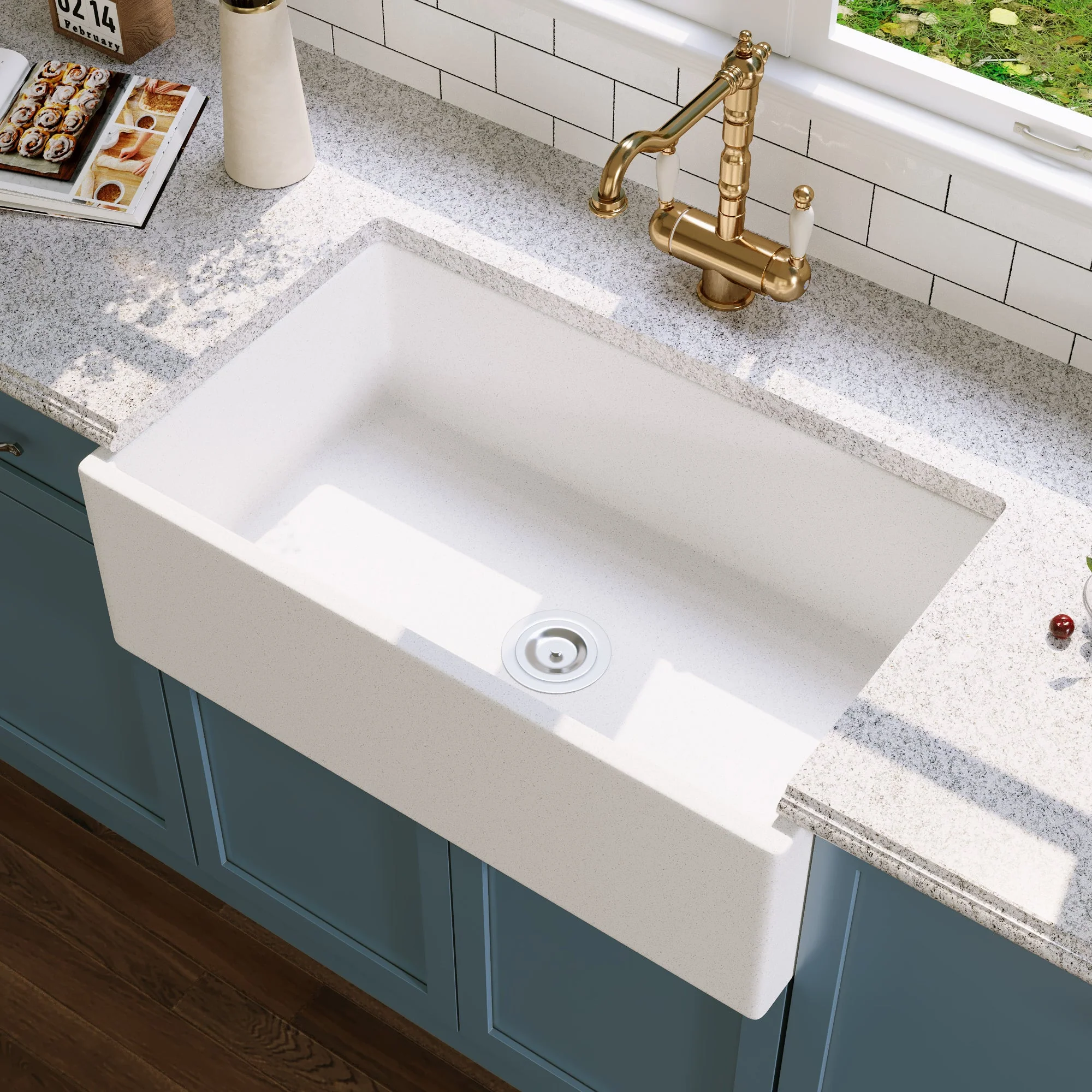 30" L x 18" W Rectangular Farmhouse Kitchen Sink, Natural Material With Multiple Colors - Image 5