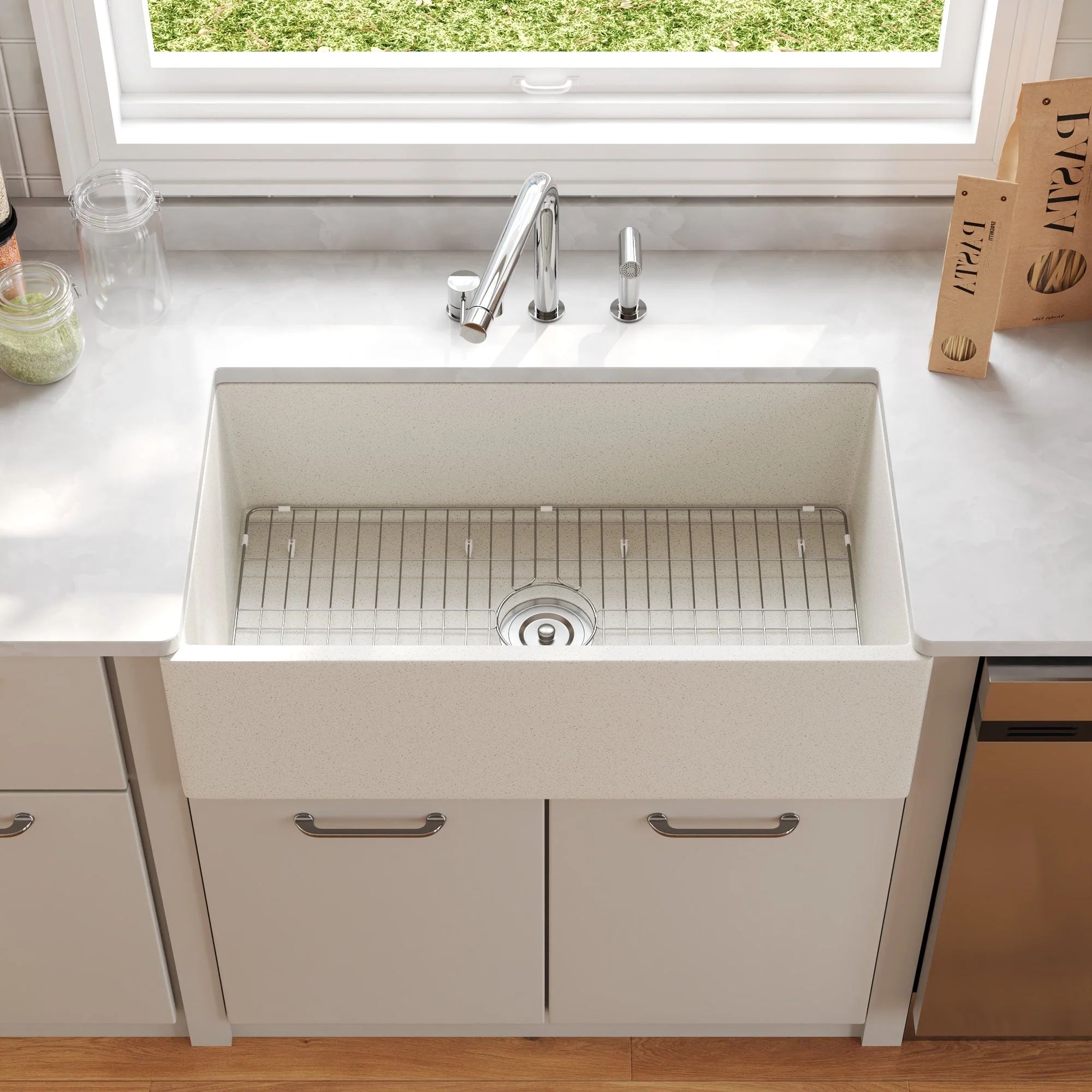 33" L x 18" W Rectangular Farmhouse Kitchen Sink, Natural Material With Multiple Colors - Image 22