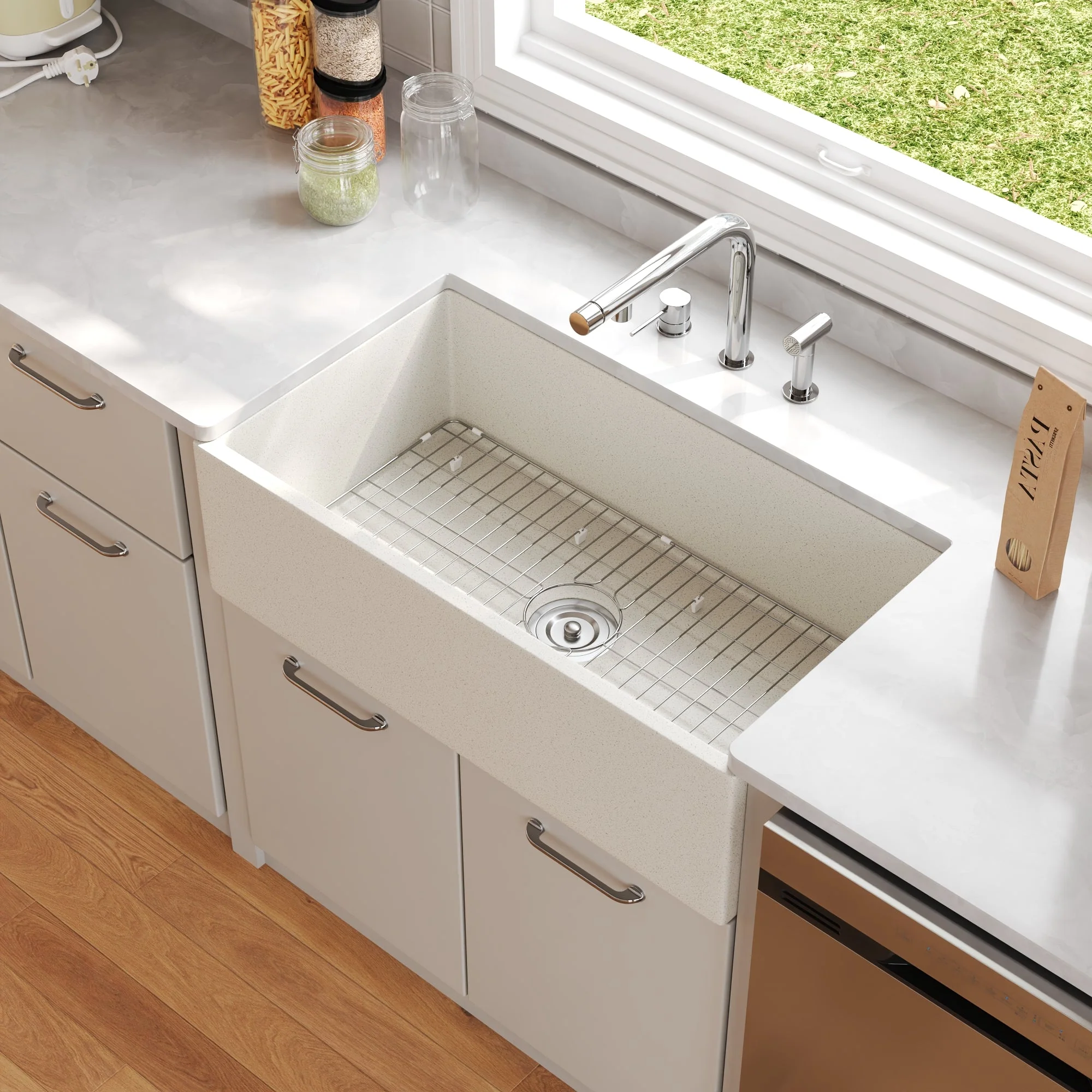 33" L x 18" W Rectangular Farmhouse Kitchen Sink, Natural Material With Multiple Colors - Image 23