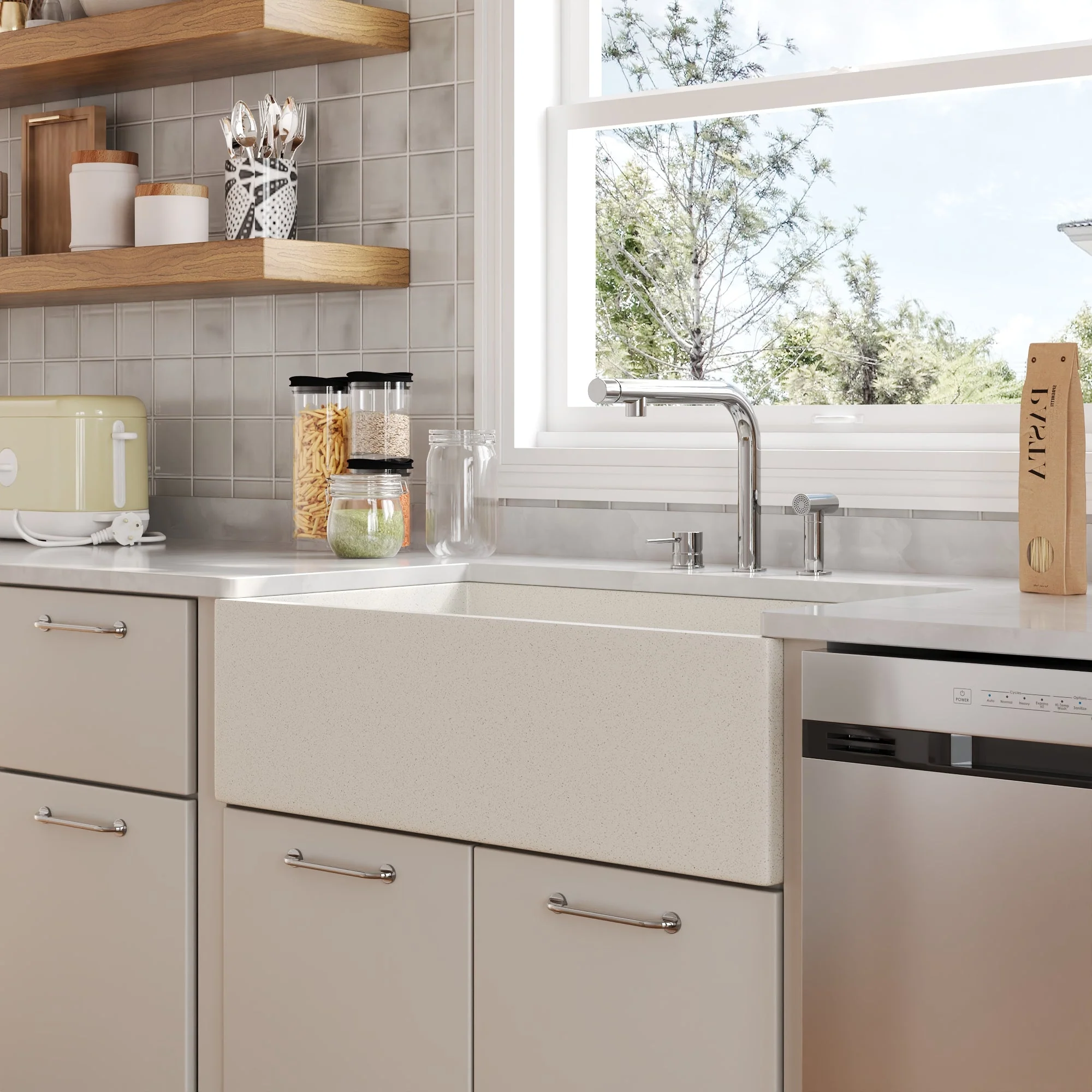 33" L x 18" W Rectangular Farmhouse Kitchen Sink, Natural Material With Multiple Colors - Image 26
