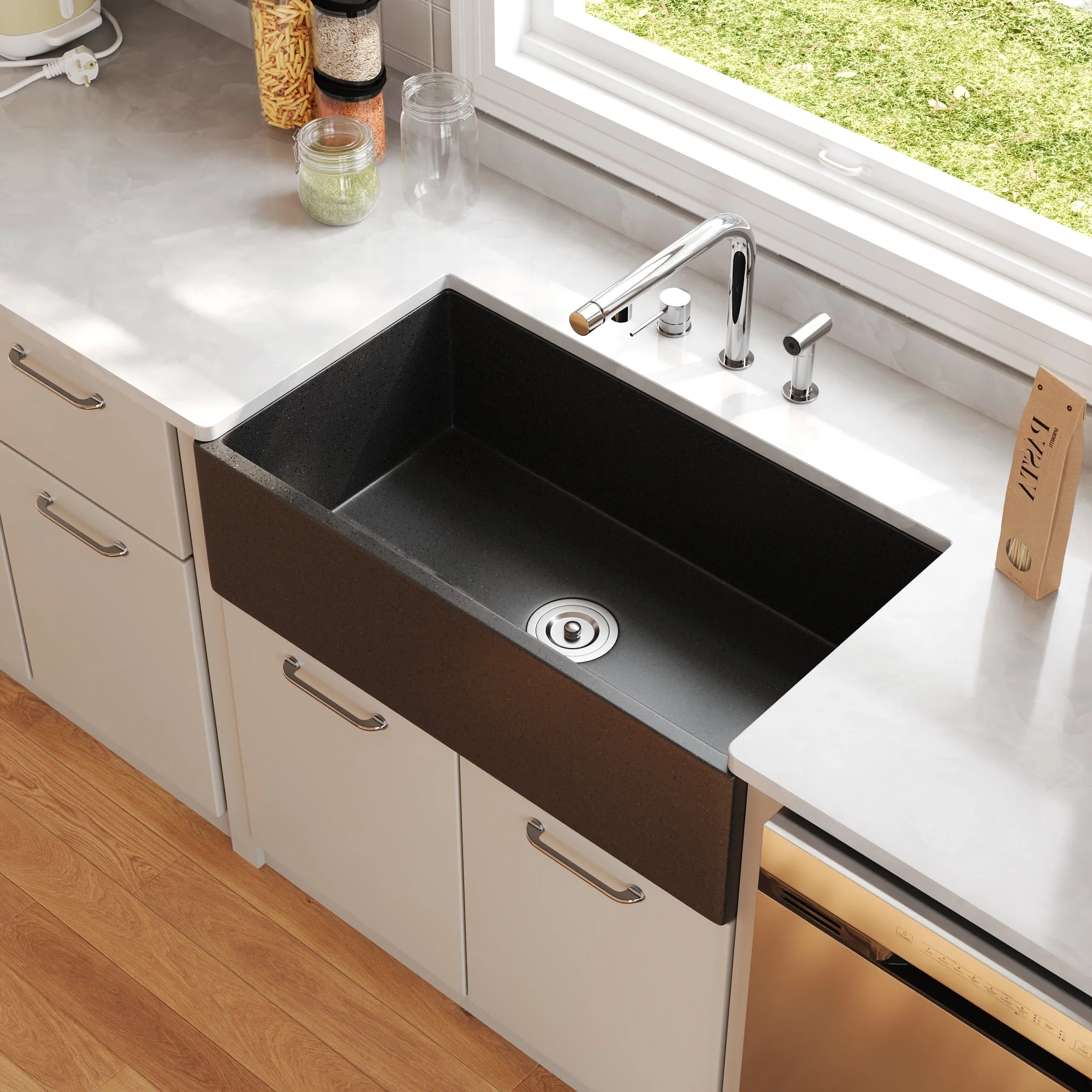 33" L x 18" W Rectangular Farmhouse Kitchen Sink, Natural Material With Multiple Colors - Image 3