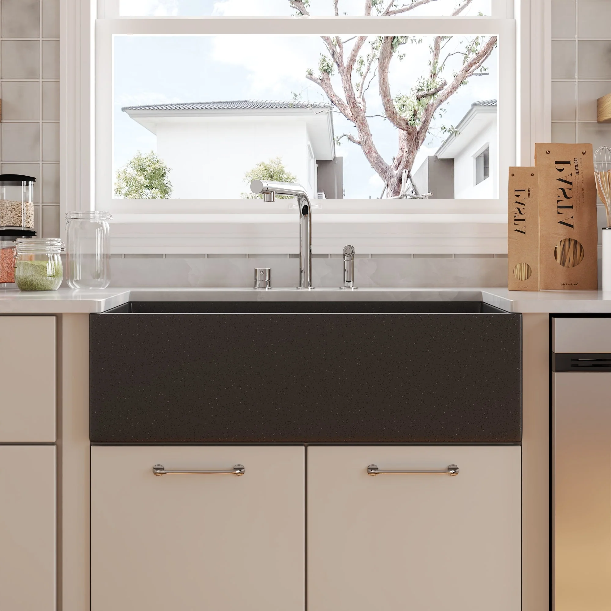 33" L x 18" W Rectangular Farmhouse Kitchen Sink, Natural Material With Multiple Colors - Image 4