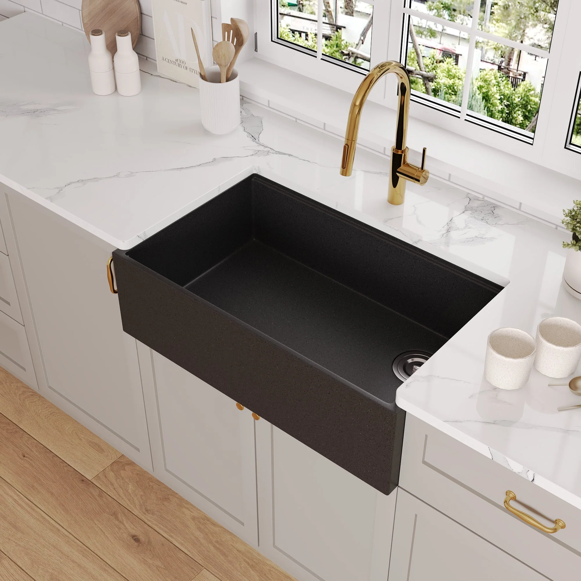30" L x 18" W Rectangular Workstation Undermount Kitchen Sink, Natural Material With Multiple Colors - Image 14