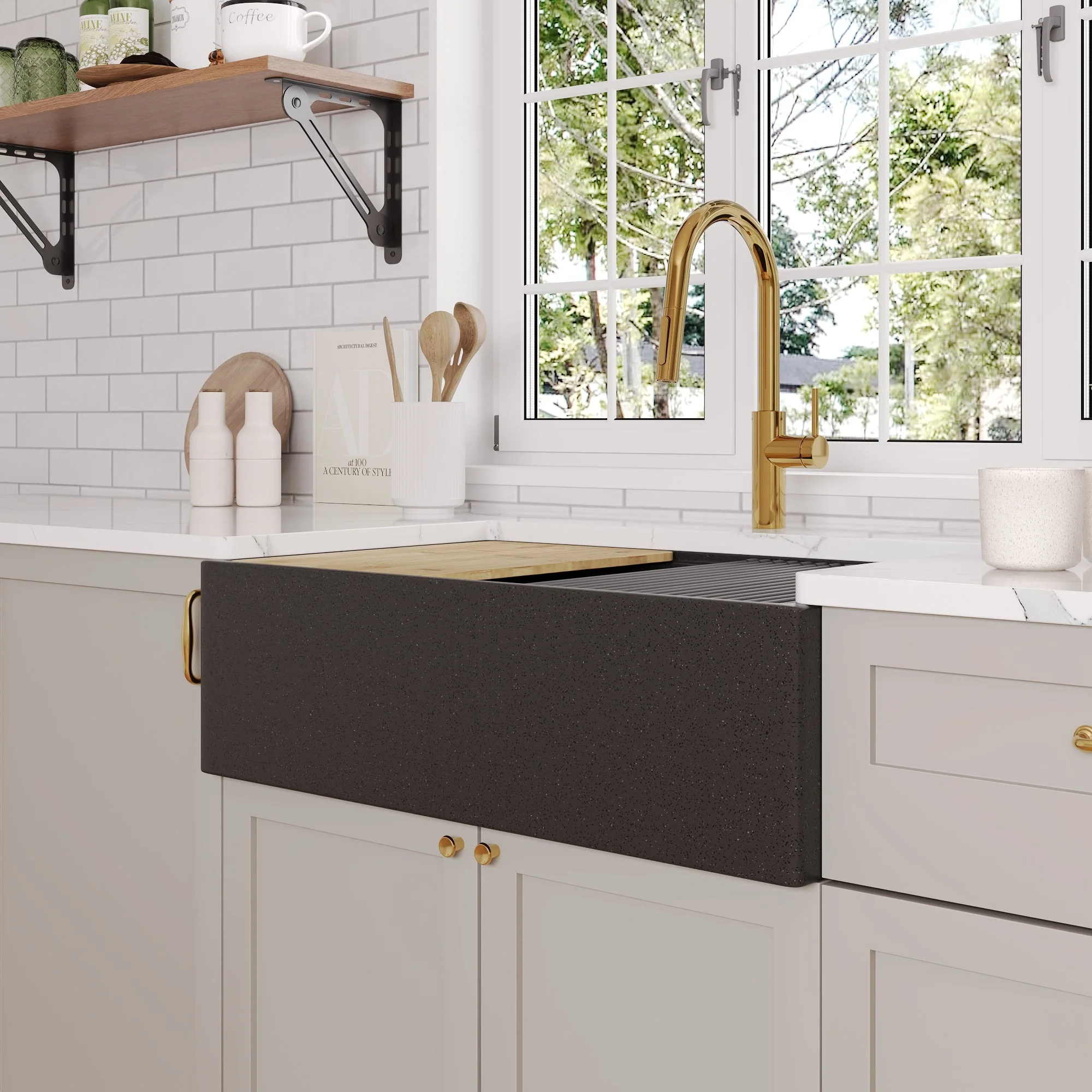 30" L x 18" W Rectangular Workstation Undermount Kitchen Sink, Natural Material With Multiple Colors - Image 17