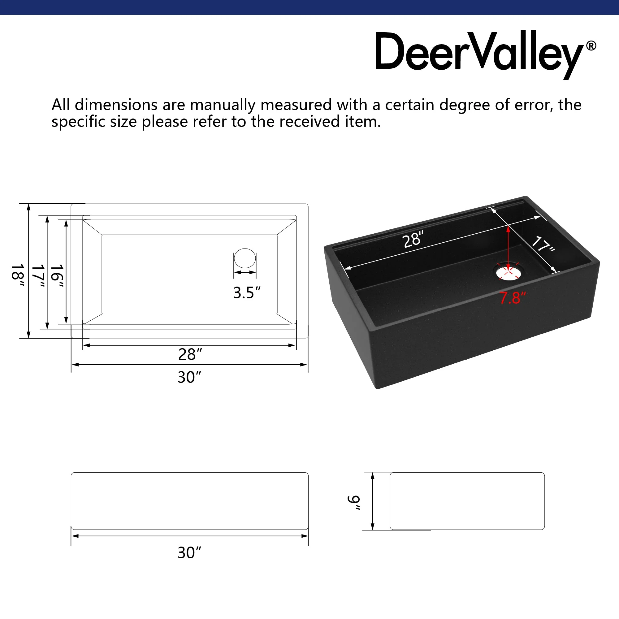 30" L x 18" W Rectangular Workstation Undermount Kitchen Sink, Natural Material With Multiple Colors - Image 19