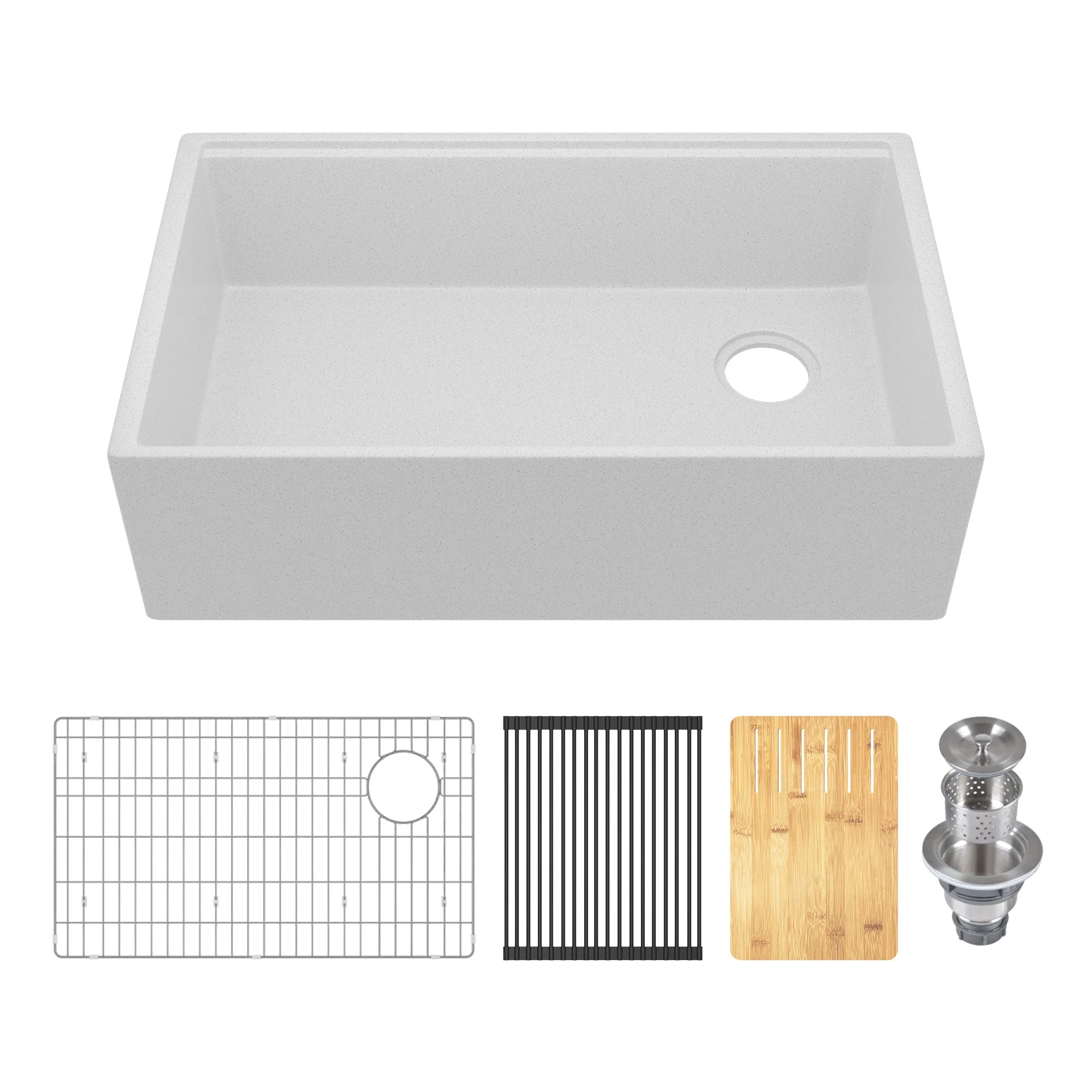30" L x 18" W Rectangular Workstation Undermount Kitchen Sink, Natural Material With Multiple Colors - Image 2
