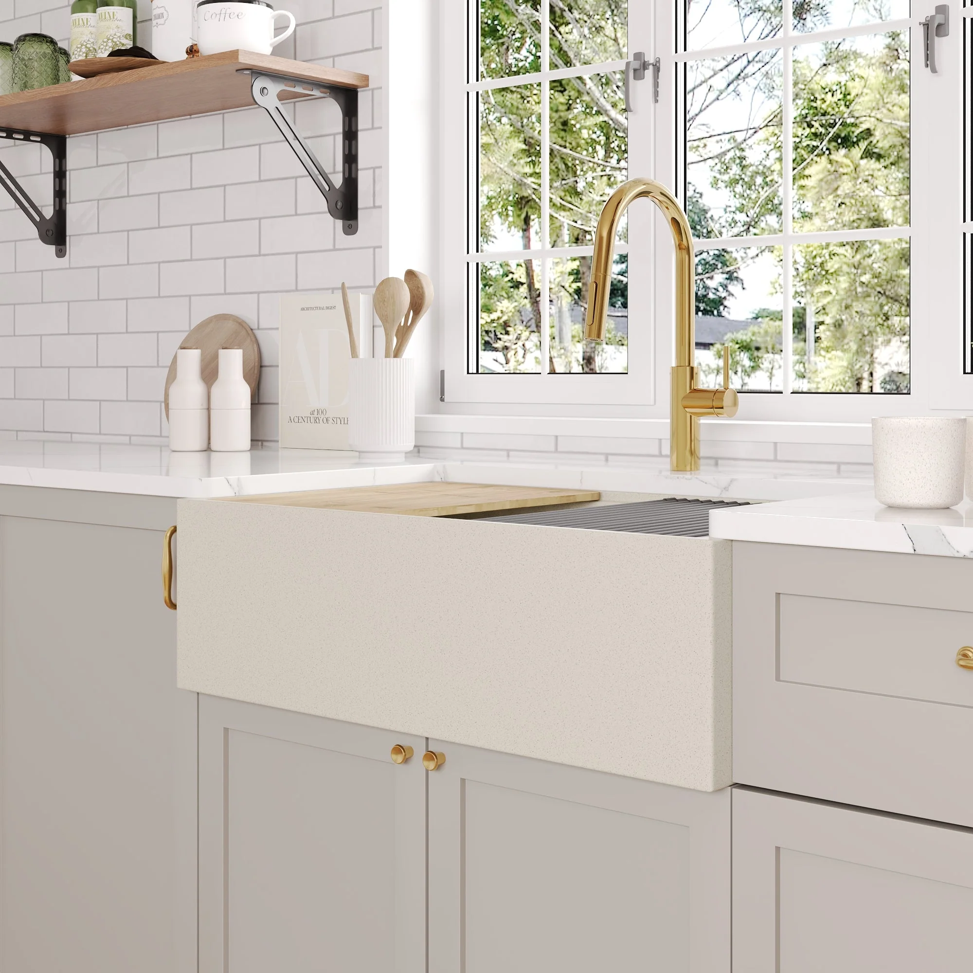 30" L x 18" W Rectangular Workstation Undermount Kitchen Sink, Natural Material With Multiple Colors - Image 27