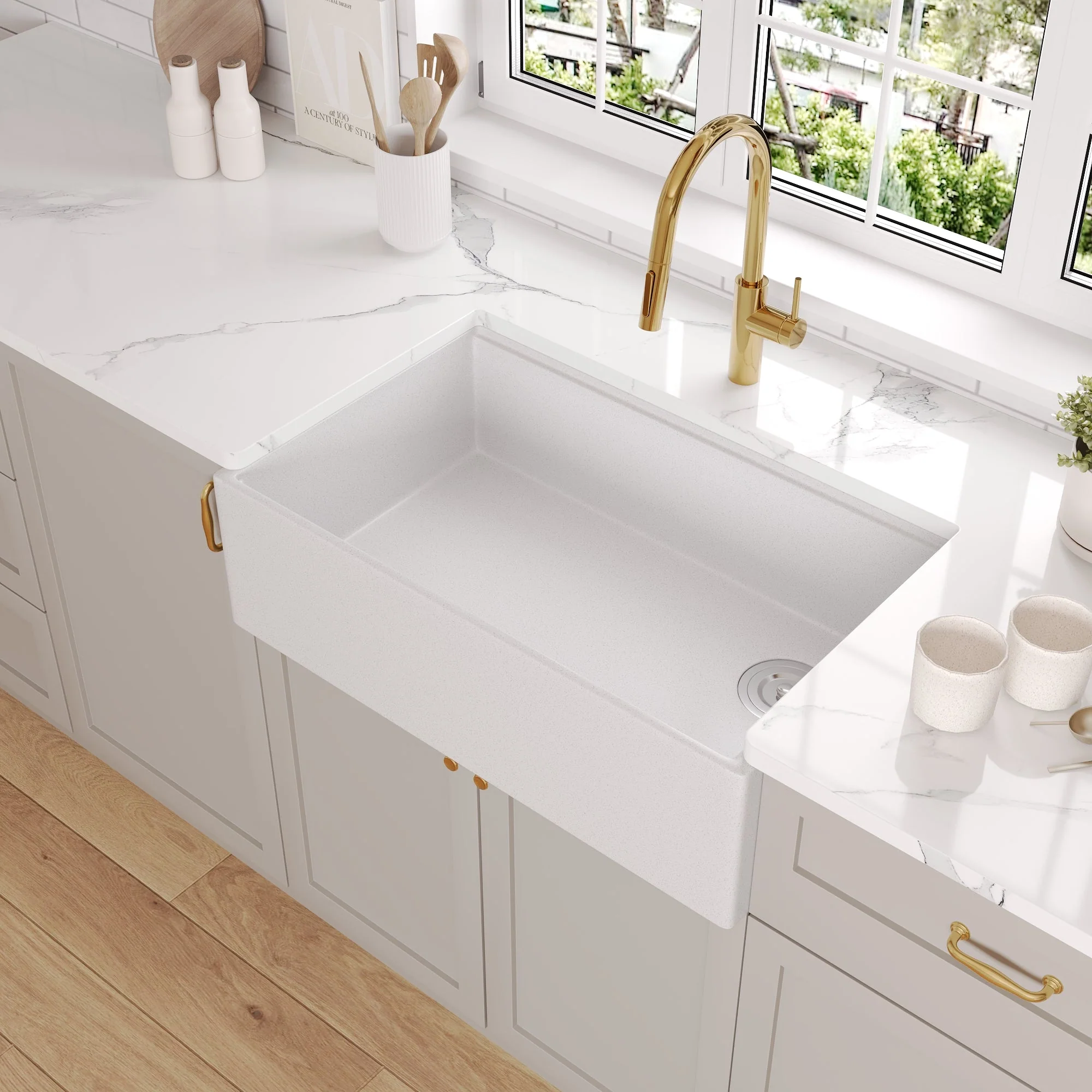 30" L x 18" W Rectangular Workstation Undermount Kitchen Sink, Natural Material With Multiple Colors - Image 4