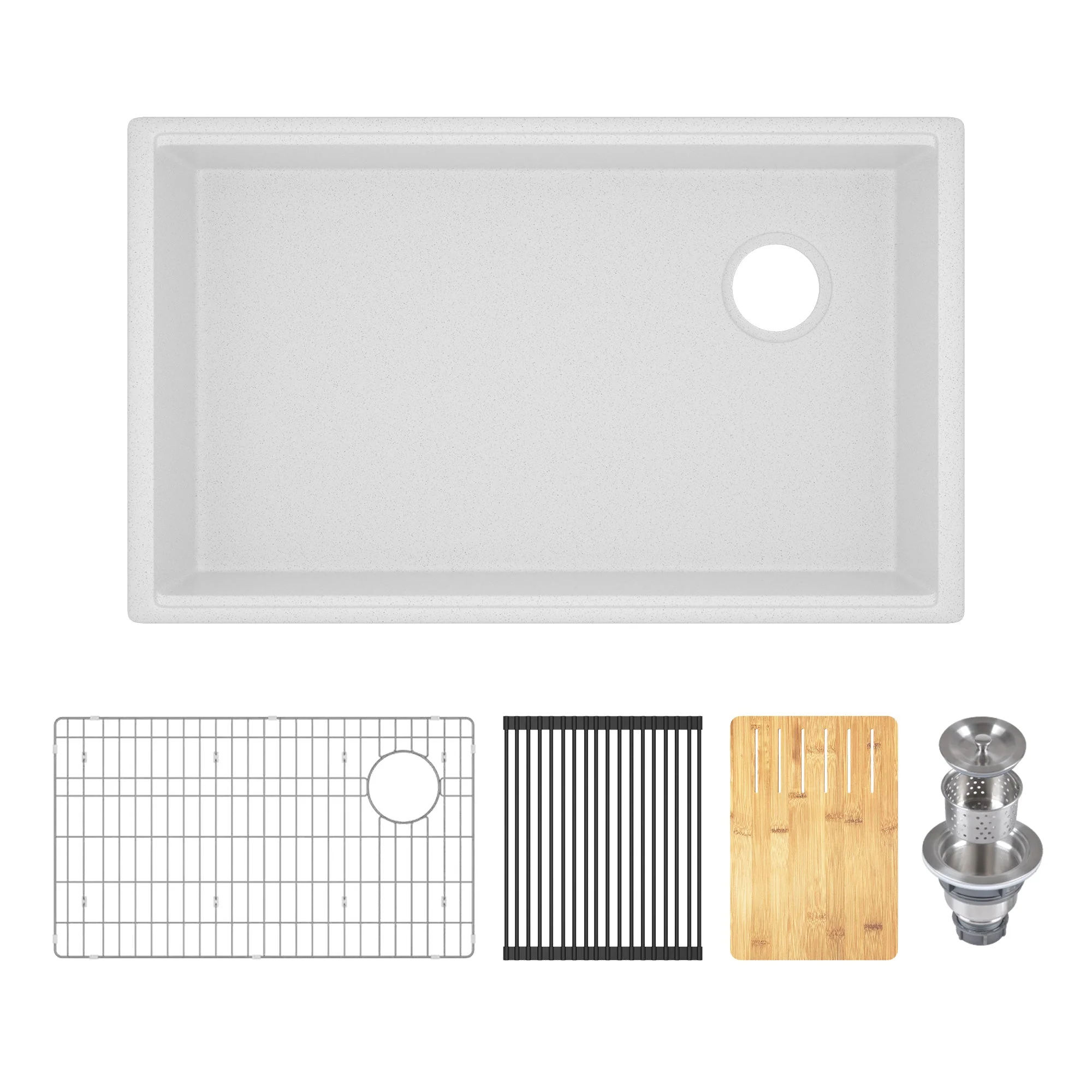 30" L x 18" W Rectangular Workstation Undermount Kitchen Sink, Natural Material With Multiple Colors - Image 5
