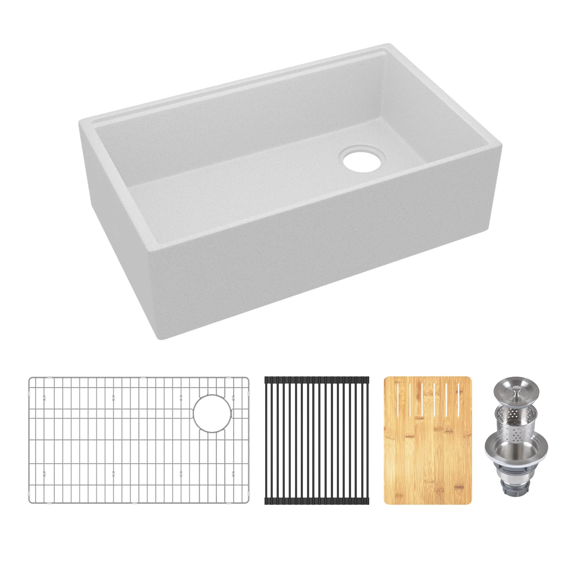 30" L x 18" W Rectangular Workstation Undermount Kitchen Sink, Natural Material With Multiple Colors - Image 6