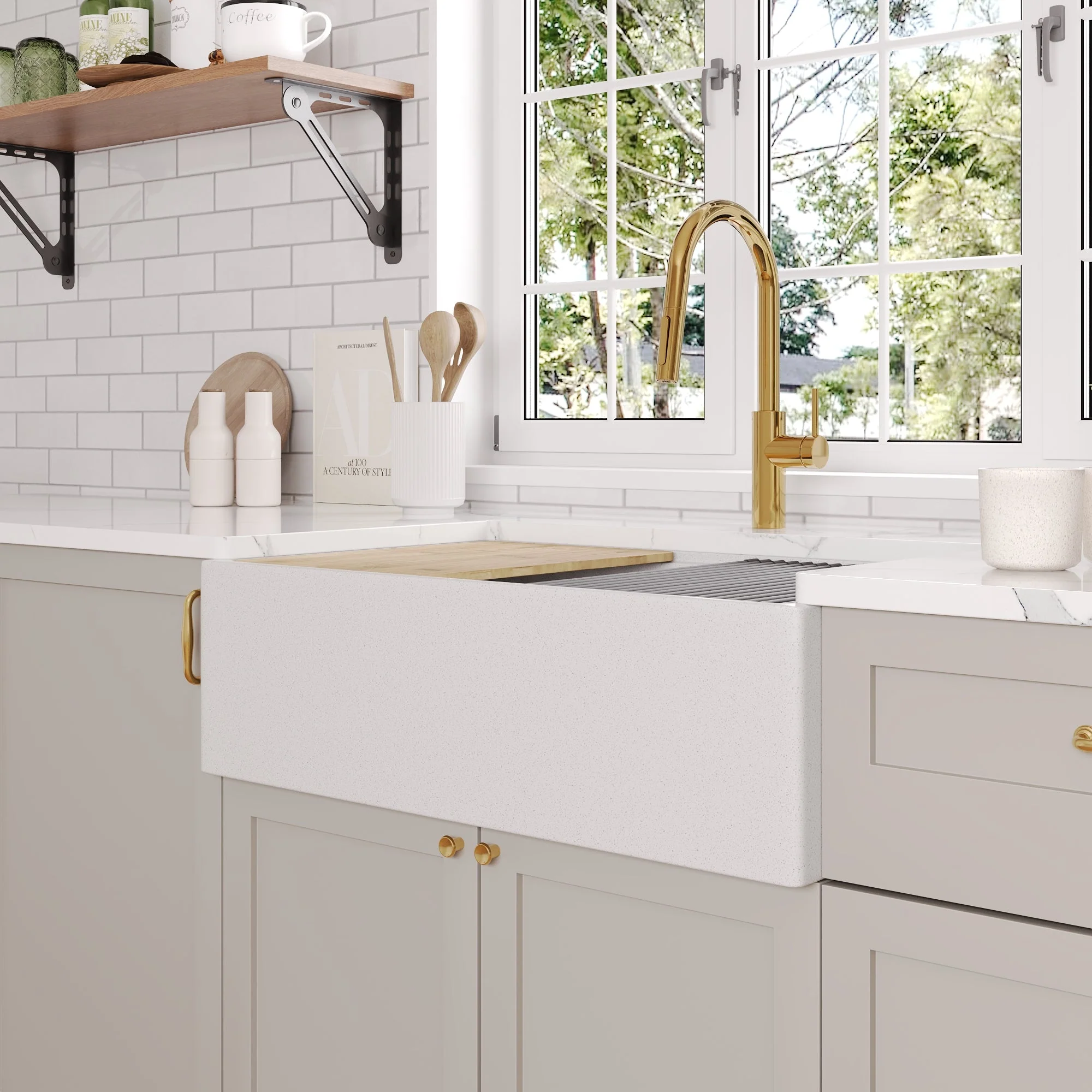 30" L x 18" W Rectangular Workstation Undermount Kitchen Sink, Natural Material With Multiple Colors - Image 8