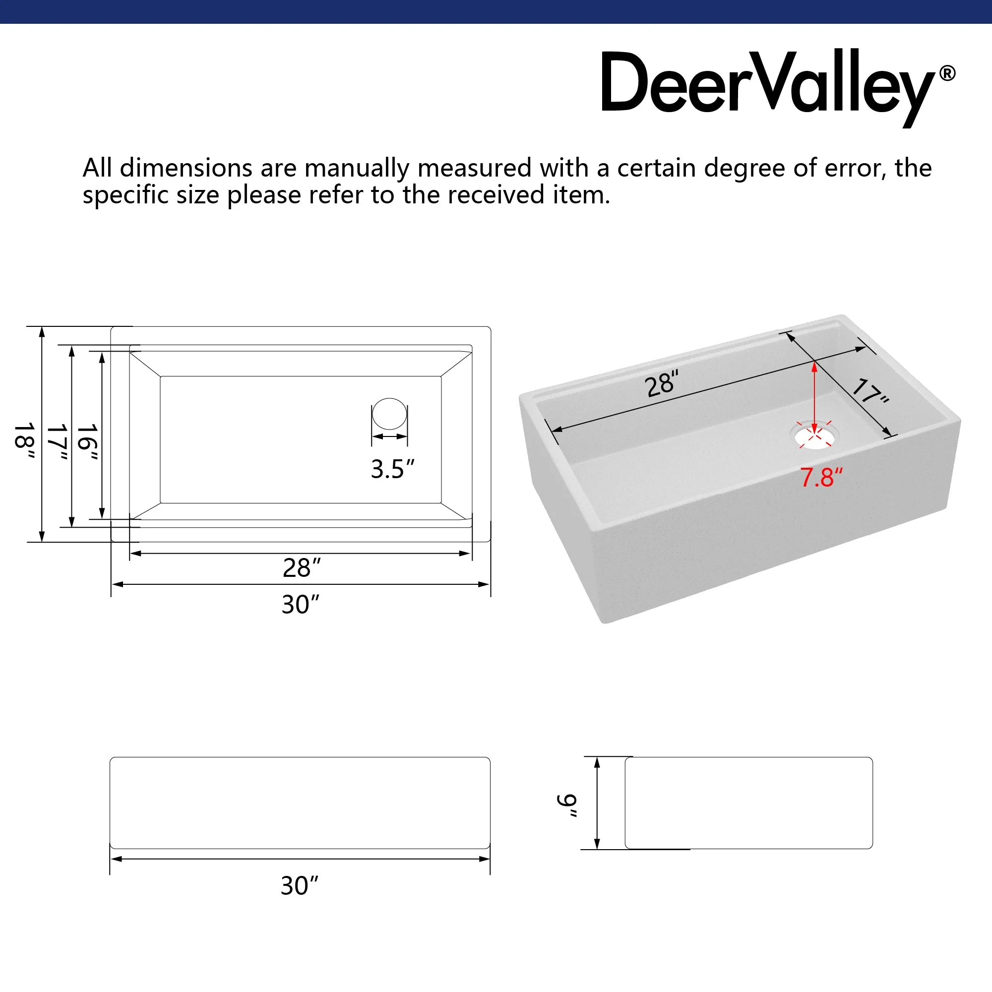 30" L x 18" W Rectangular Workstation Undermount Kitchen Sink, Natural Material With Multiple Colors - Image 9