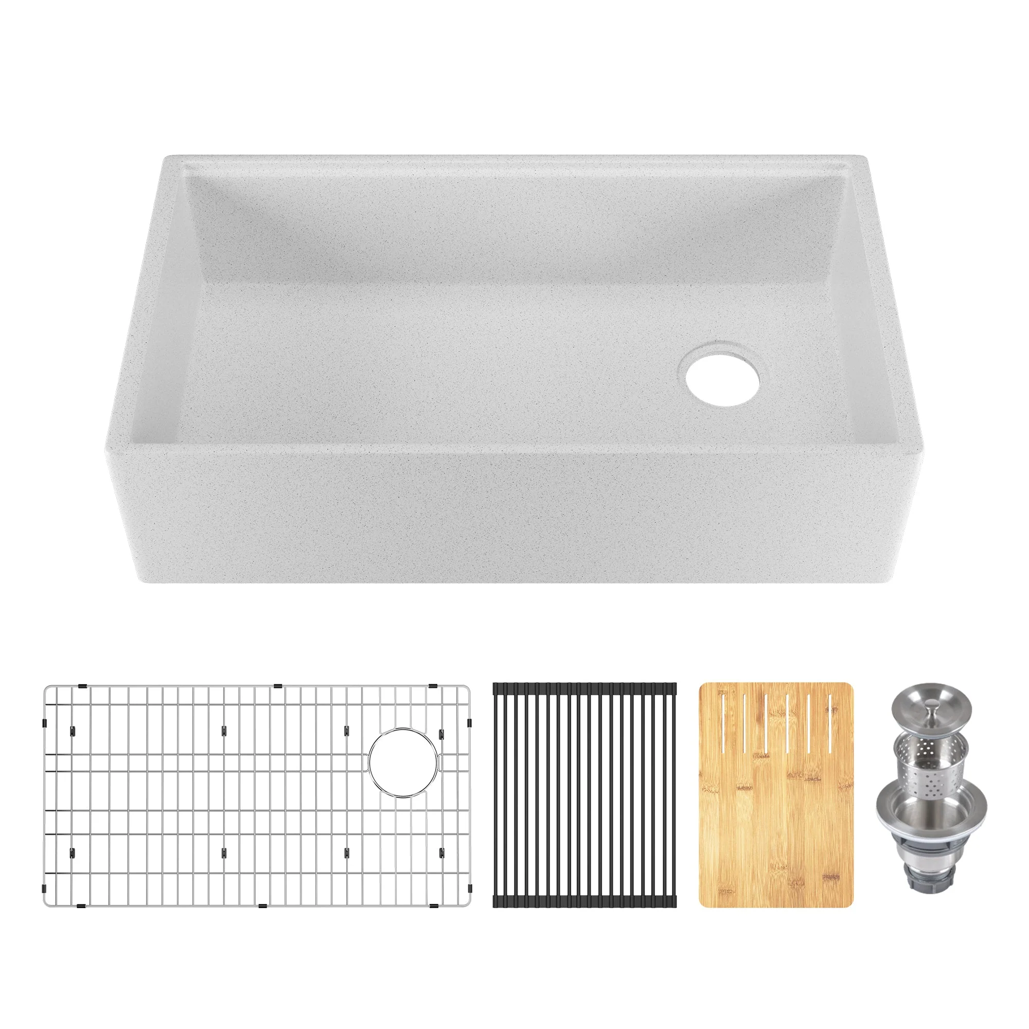 33" L x 18" W Rectangular Workstation Undermount Kitchen Sink, Natural Material With Multiple Colors - Image 2