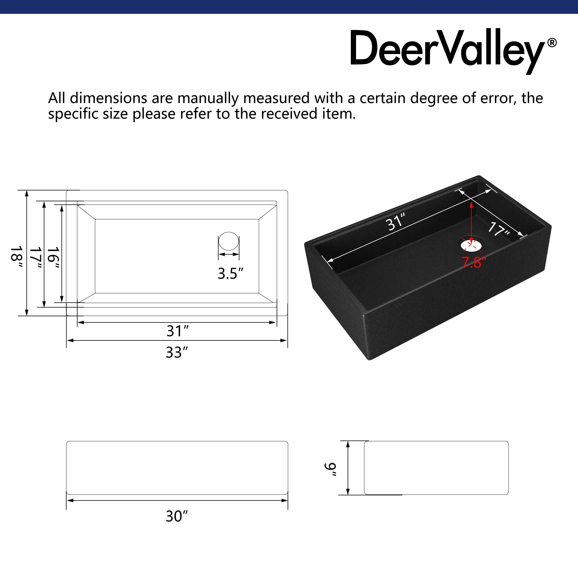 33" L x 18" W Rectangular Workstation Undermount Kitchen Sink, Natural Material With Multiple Colors - Image 21